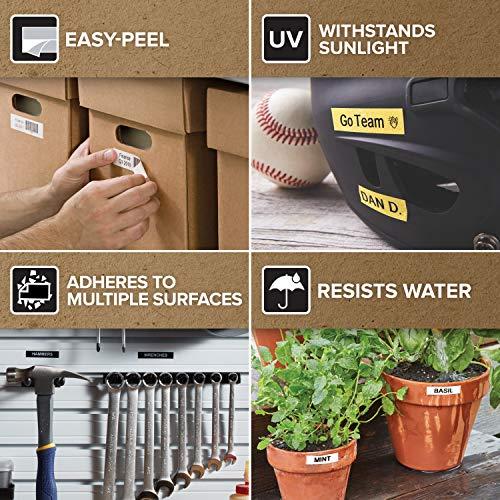 DYMO DYMO Labels for LabelManager and LabelWriter Duo Label Makers, Great for Organization, Indoor or Outdoor Use, 1/2\" (12mm) x 23\' (7m), Black Print on White Tape, Water Resistant, Pack of 6