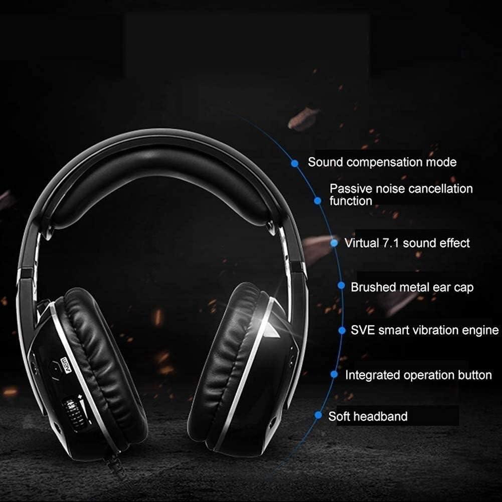 PiMex PiMex High-end USB PS4 Headset, 7.1 Surround Sound PC Gaming Headset with Cable and Noise Cancelling Mic Headphones for Laptops, Computer,with RGB Light (Color : B)