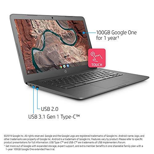 HP HP Chromebook 14-inch Laptop with 180-Degree Hinge, Touchscreen Display, AMD Dual-Core A4-9120 Processor, 4 GB SDRAM, 32 GB eMMC Storage, Chrome OS (14-db0060nr, Chalkboard Gray)