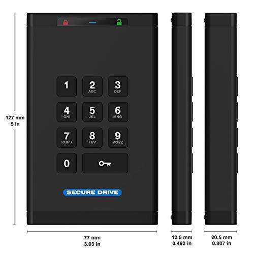 ClevX SecureData SecureDrive KP 4TB SSD Hardware Encrypted USB 3.0 External Drive FIPS 140-2 Level 3 Unlock via Keypad TAA Compliant, CJIS, HIPAA, CMMC, GDPR Compliant, Works with Mac and Win Free AV