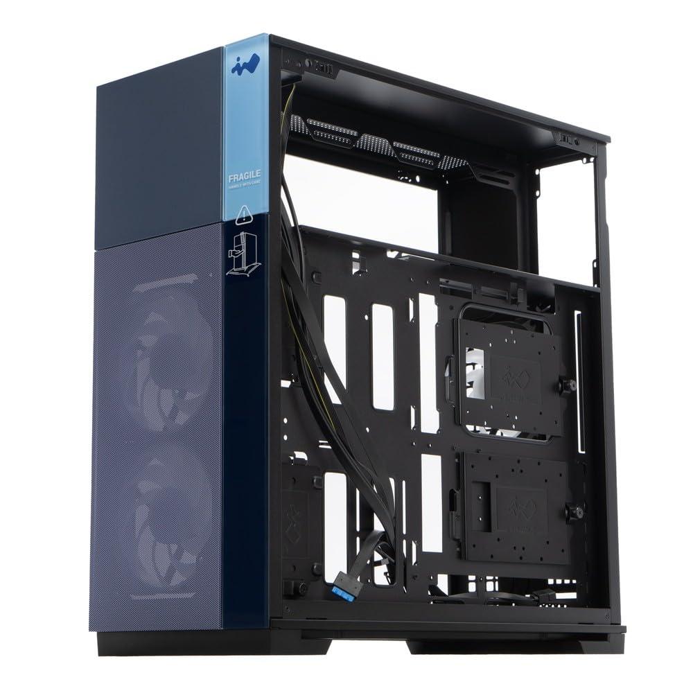 IN WIN InWin F5 Black E-ATX Full Tower Computer Case with Tempered Glass, Mesh Panels, Customizable Front Bezels, and Offers ATX Back Connect Motherboard Support