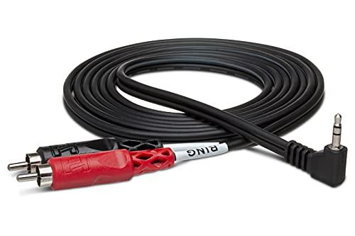 HOSA Hosa CMR-206R Right Angle 3.5 mm TRS to Dual RCA Stereo Breakout Cable, 6 Feet , Black