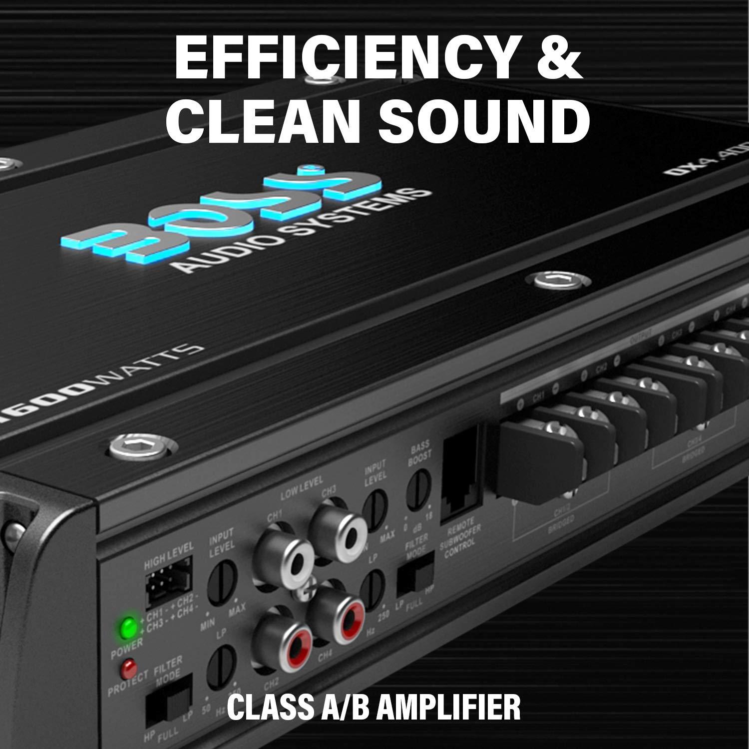 BOSS Audio Systems BOSS Audio Systems OX4.400 4 Channel Class A/B Car Amplifier 1600 High Output, Low/High Level Inputs, Low Pass Crossover, Add Bass to Your Subwoofer