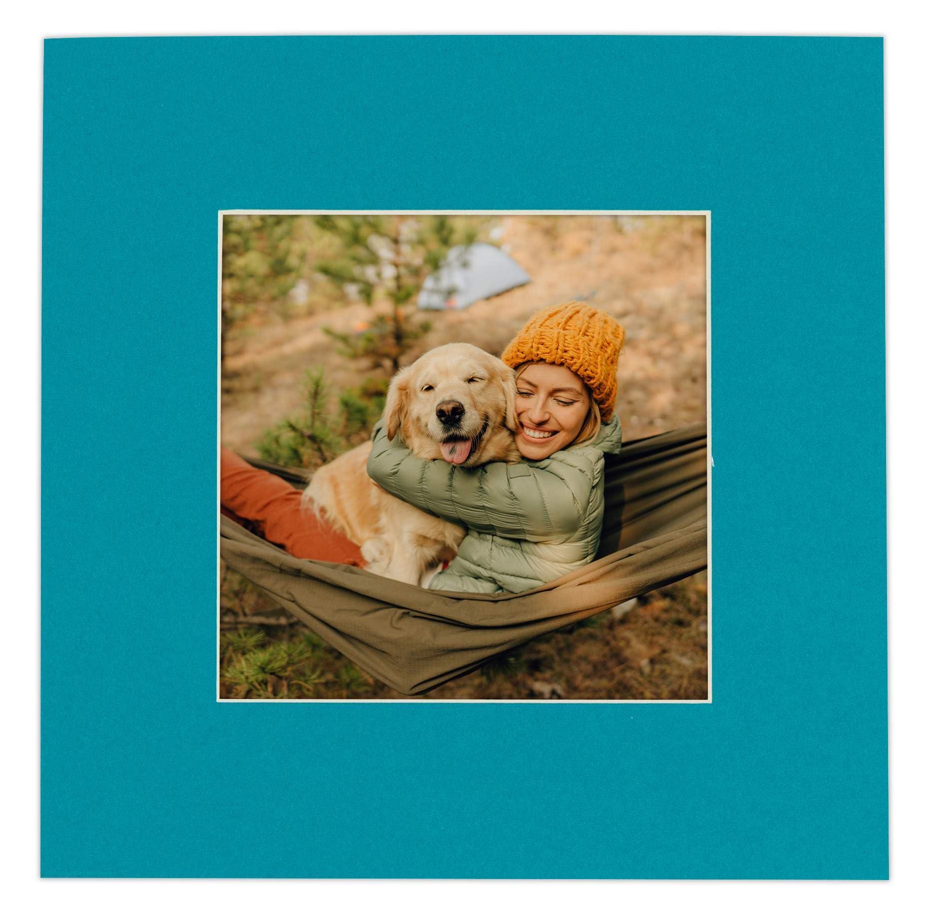 Poster Palooza 16x16 Mat for 20x20 Frame - Precut Mat Board Acid-Free Show Kit with Backing Board, and Clear Bags Teal Blue 16x16 Photo Matte Made to Fit a 20x20 Picture Frame Matboard for Framing, Pack of 1 Mat