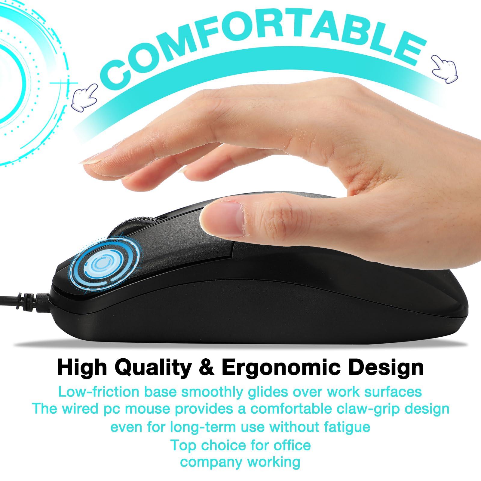 Kathfly Kathfly 50 Pcs Black Wired USB Computer Mouse Bulk 1000 DPI 3 Button Corded Mouse with Home Office Noiseless Simple USB for Computer Laptop Desktop PC