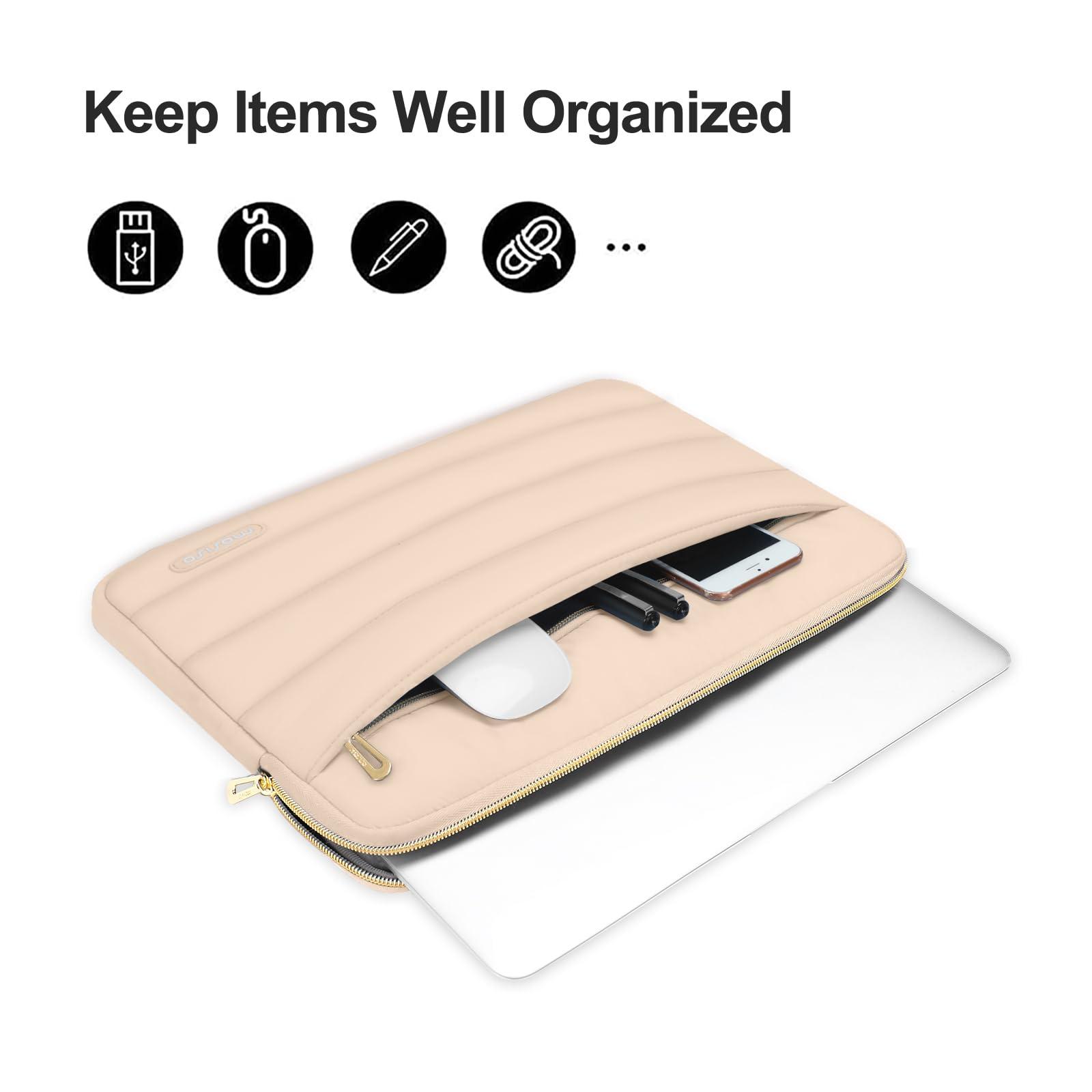 MOSISO MOSISO Compatible with MacBook Air 13 inch Case 2022-2018 A2337 M1 A2179 A1932, Plastic Hard Case&Puffy Horizontal Laptop Bag with Small Case&Keyboard Cover&Screen Protector&Storage Bag,Frost&Apricot