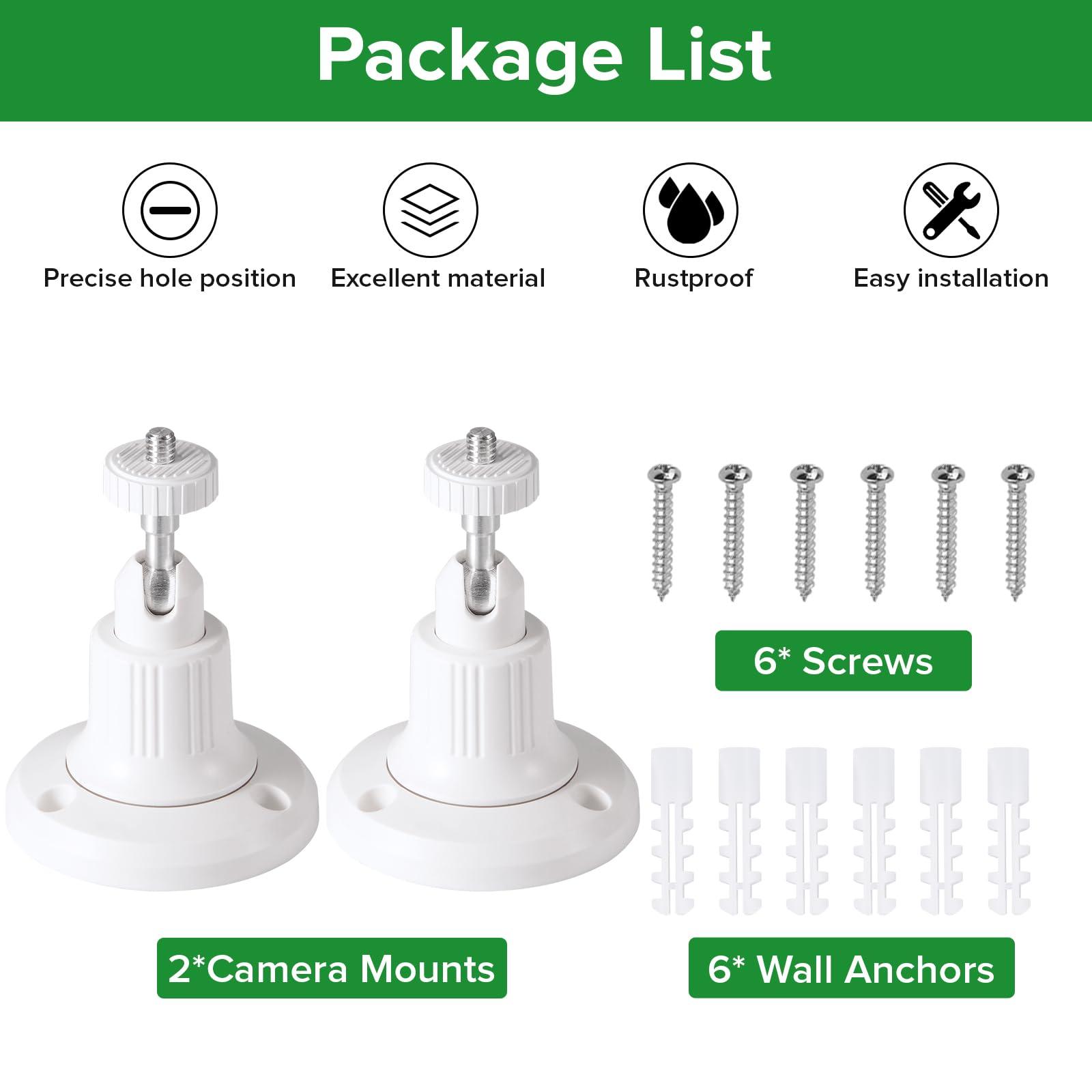 wochel 2Pack Security Camera Mount Compatible with eufy Solocam S220/C210, eufyCam 2C/2C Pro, 3/S330, 3C/S300, Easy to Install, Adjustable Camera Wall Mount with Stable and Firm Materials