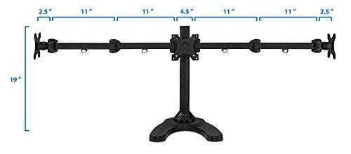 Mount-It! Mount-It! Triple Monitor Stand | 3 Monitor Stand Mount | Free Standing and Grommet Bases | Fits 19 20 21 22 23 24 Inch Computer Screens | Three Heavy Duty Adjustable Arms | VESA 75 100 Compatible