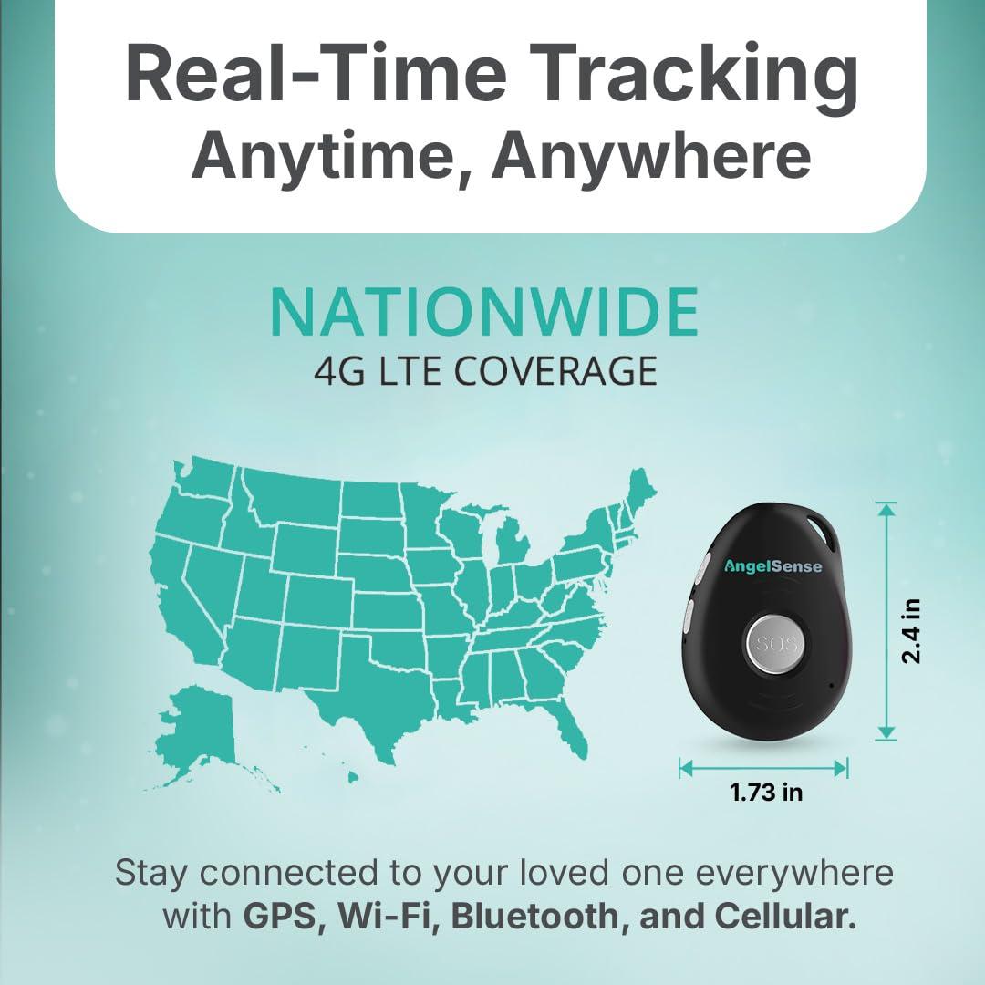 AngelSense AngelSense Personal GPS Tracker for Kids, Teen, Autism, Special Needs, Elderly, Dementia - 2-Way Auto-Answer Speakerphone & SOS Button - School Bus Tracking - Subcription Required