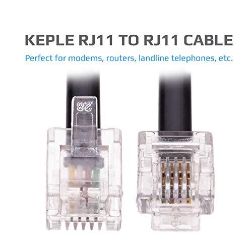 Keple Keple RJ11 Cable ADSL 10ft Extension Lead Phone Cord Telephone Plug High Speed Xfinity Internet Broadband Male to Male Router and Modem to RJ11 Phone Socket/Microfilter/Landline Wire (Black)