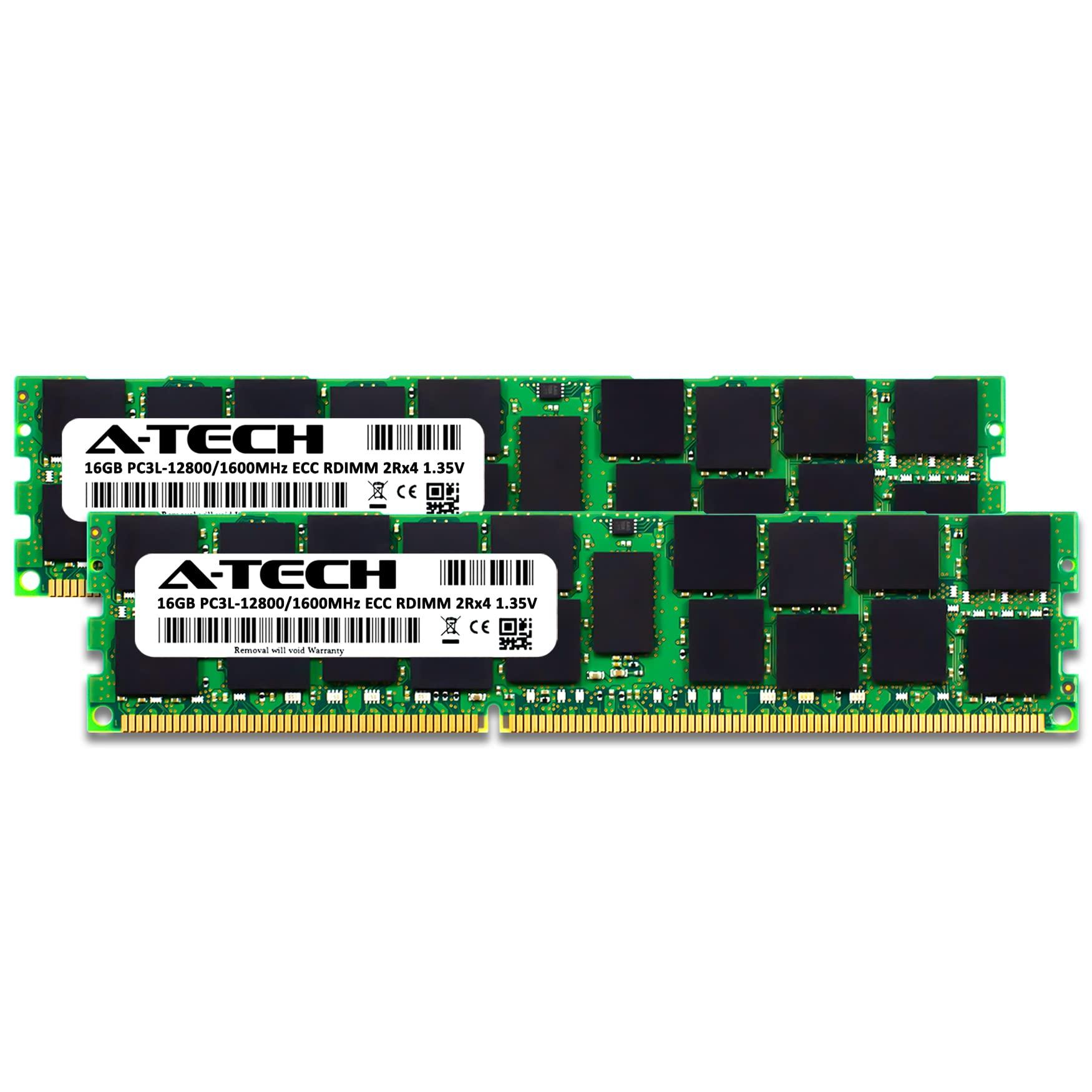 A-Tech A-Tech 32GB Kit (2x16GB) Memory RAM for Dell PowerEdge T410 - DDR3L 1600MHz PC3-12800 ECC Registered RDIMM 2Rx4 1.35V - Server