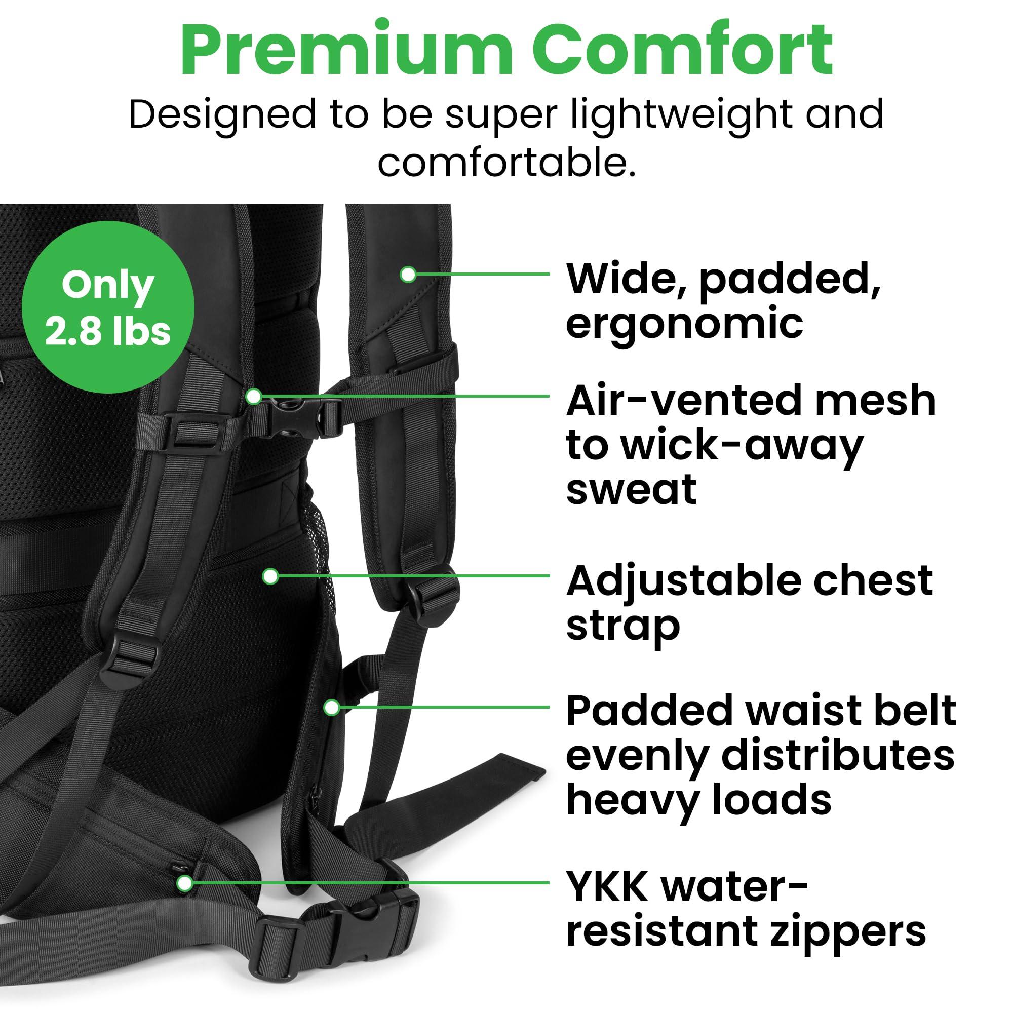 COR Surf COR Surf Travel Backpack Carry On Laptop Backpack with Secret Passport Pockets | Daypack Business Weekender Luggage Backpack for Men and Women | The Island Hopper (40L, Army Green)