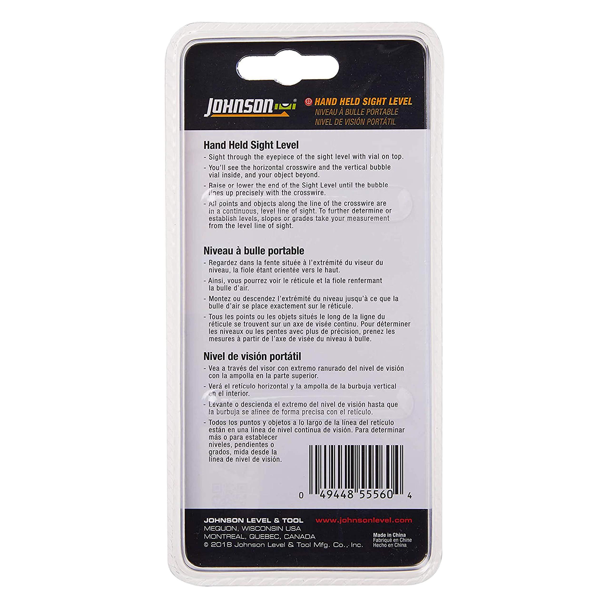 Johnson Johnson Level & Tool 80-5556 Hand Held Sight Level, Orange, 1 Level