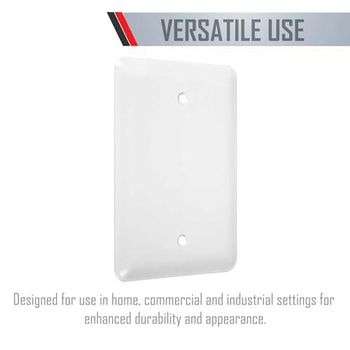 TayMac TayMac WMW-B 1-Gang White Smooth Metal Maxi Blank Wall Plate WMW-B, Outlet Cover Wall Plate with Screws, Electrical Outlet Cover Plate for 1 Device