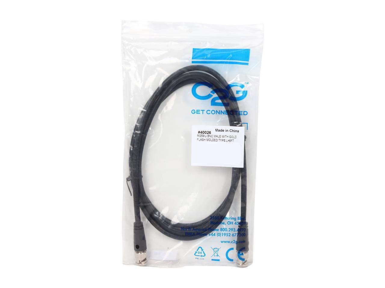 C2G/ Cables To Go C2G/ Cables To Go Legrand - C2G BNC Cable, 75 OHM BNC Cable, 6 Foot Connector Cable, Black BNC Cable 75 OHM, 1 Count, C2G 40026
