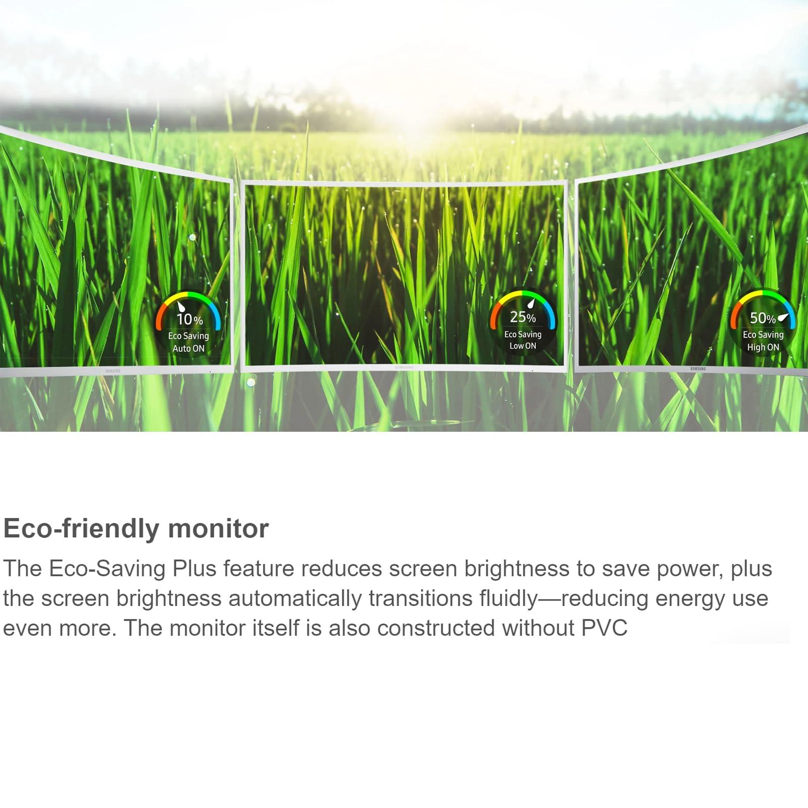 Samsung Samsung 27" Curved White Computer Monitor for Business, AMD FreeSync 4ms Response Time FHD 60Hz Refresh Rate, Slim Bezel Anti-Glare 3000:1 Contrast Ratio, VGA D-Sub, HDMI Cable