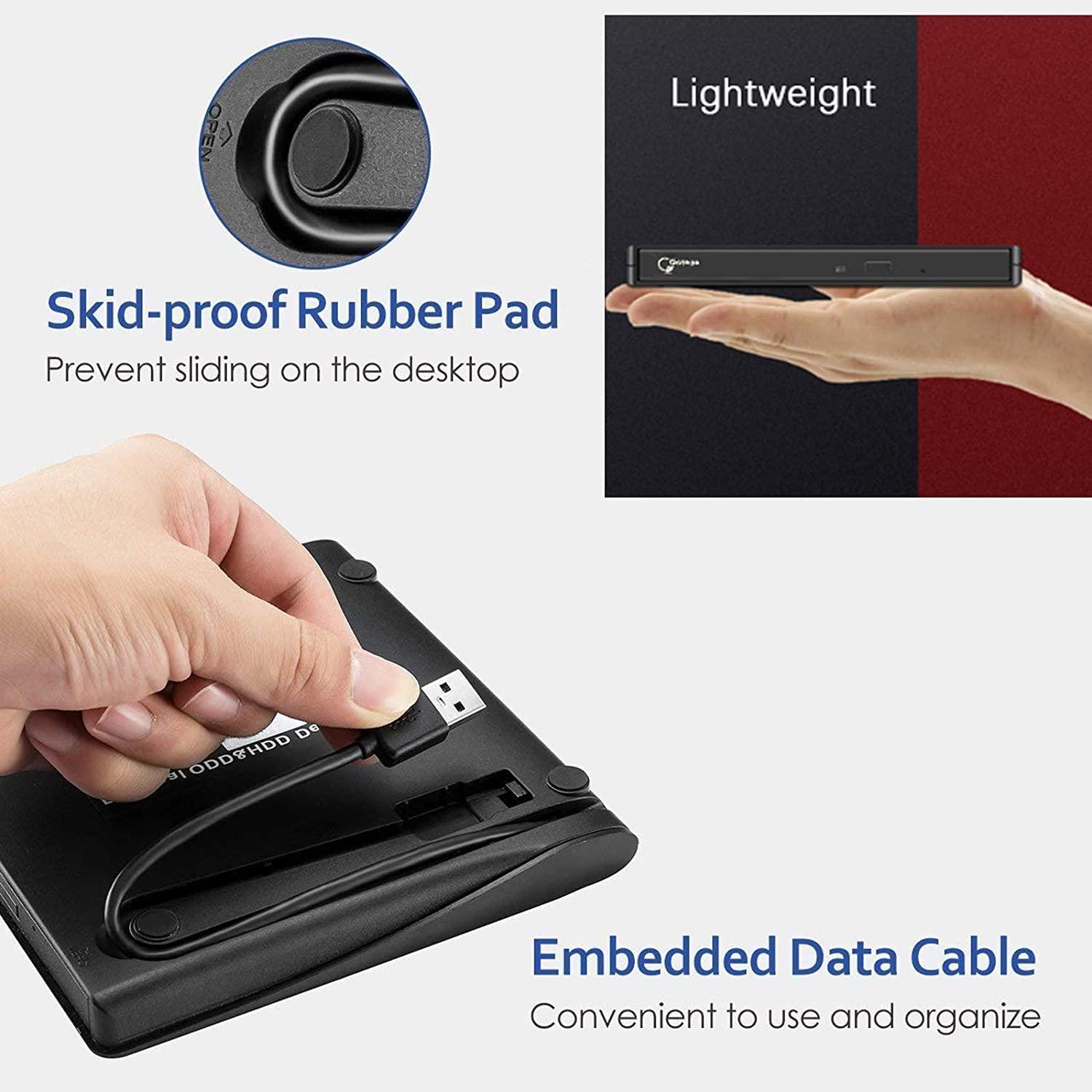 Gotega Gotega External DVD Drive, USB 3.0 Portable +/-RW , DVD Player for CD ROM Burner Compatible with Laptop Desktop PC Windows Linux OS Apple Mac Black