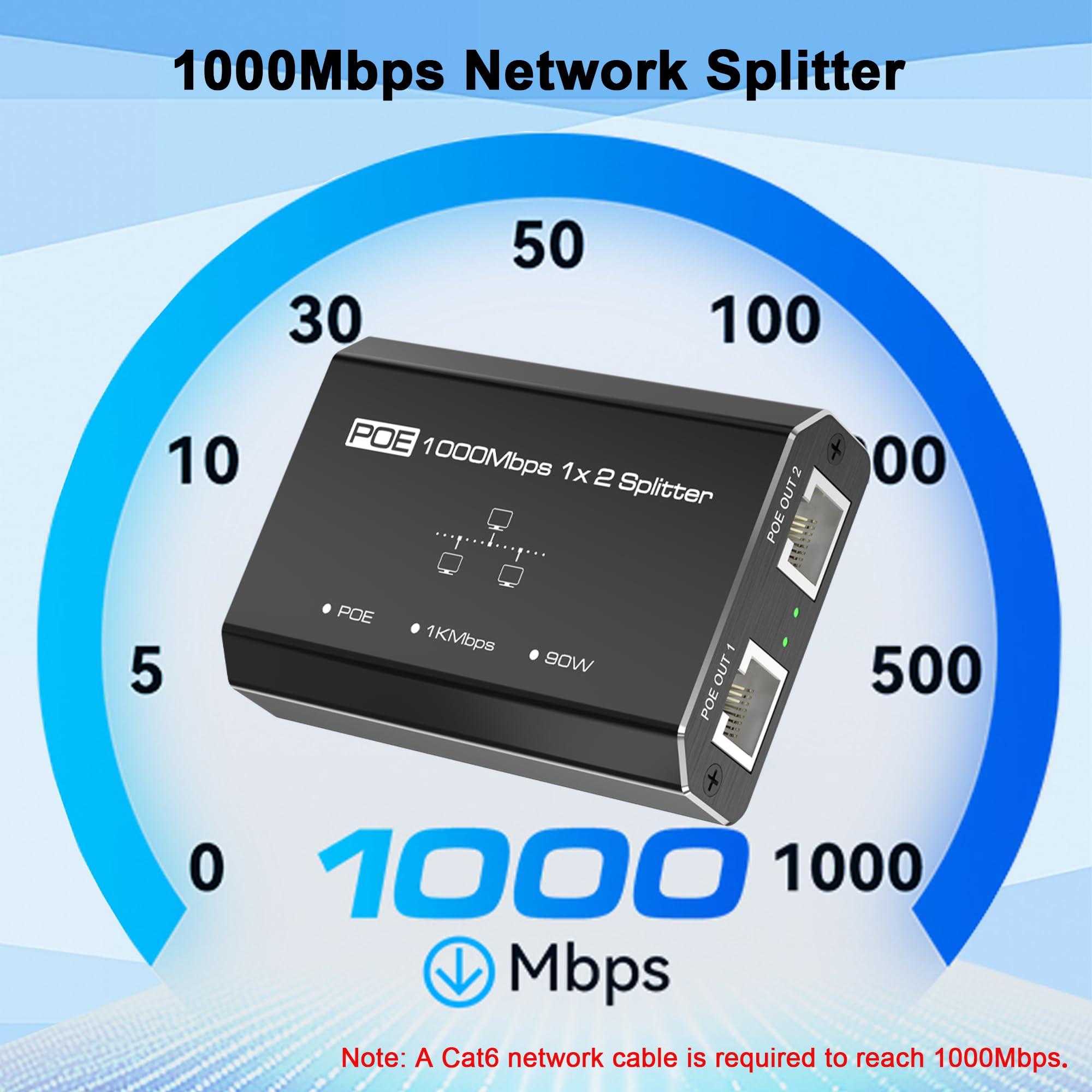 Closs Gigabit PoE Switch, 2 Port Gigabit Ethernet Switch, Ethernet Splitter, Non-PoE to PoE Adapter, Network Hub 1 in 2 Out, Supplies POE (15.4W) or PoE+ (30W), Plug & Play, Distance Up to 328 Ft.