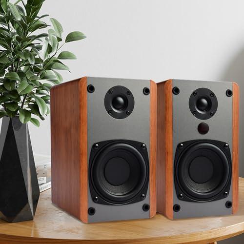 SINGING WOOD SINGING WOOD BT25 (2024 Version) Bluetooth Active Bookshelf Speakers with Optical Aux inputs Subwoofer Line Out for PC, TVs, Turntable, Wooden Enclosure,80W-Beech Wood