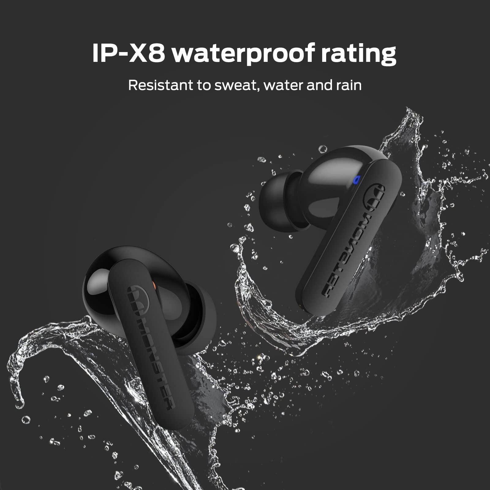 Monster Monster Wireless Earbuds Bluetooth 5.3 Headphones, IPX8 in-Ear Stereo Earphones 60H Playtime, Bluetooth Earbuds for Sport