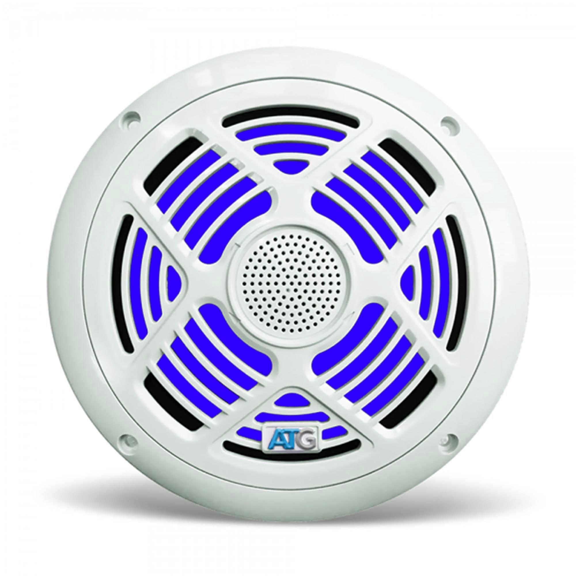 Audio To Go ATG Audio Marine 8\" Coaxial Speakers with RGB LEDs, Pair, White, 160W - ATG8MRGB-W
