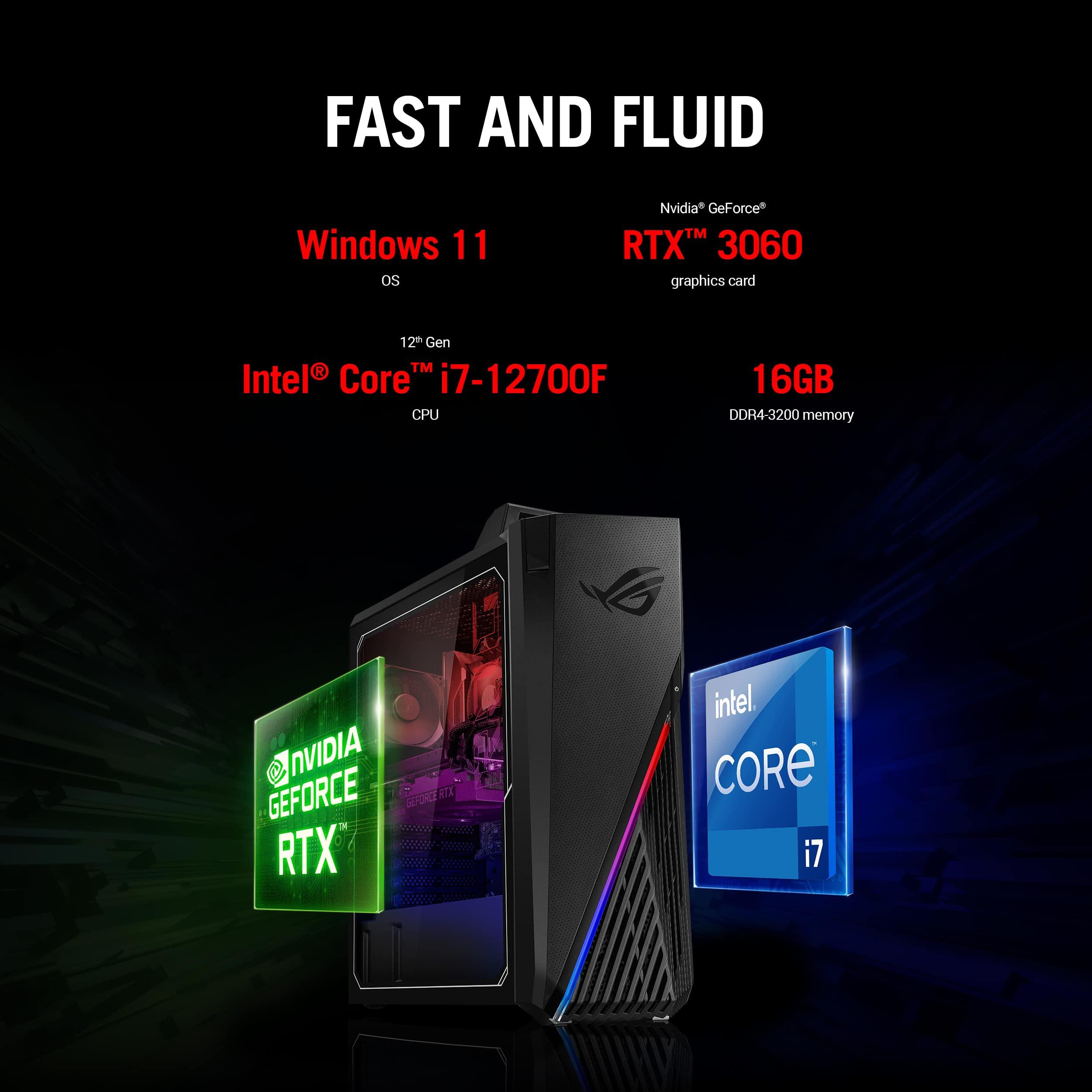 ASUS ASUS ROG Strix G15 Gaming Desktop PC, Intel Core i7-12700F, GeForce RTX 3060 12GB, 16GB DDR4 RAM, 1TB PCIe 4.0 SSD, Windows 11 Home, G15CF-AB766