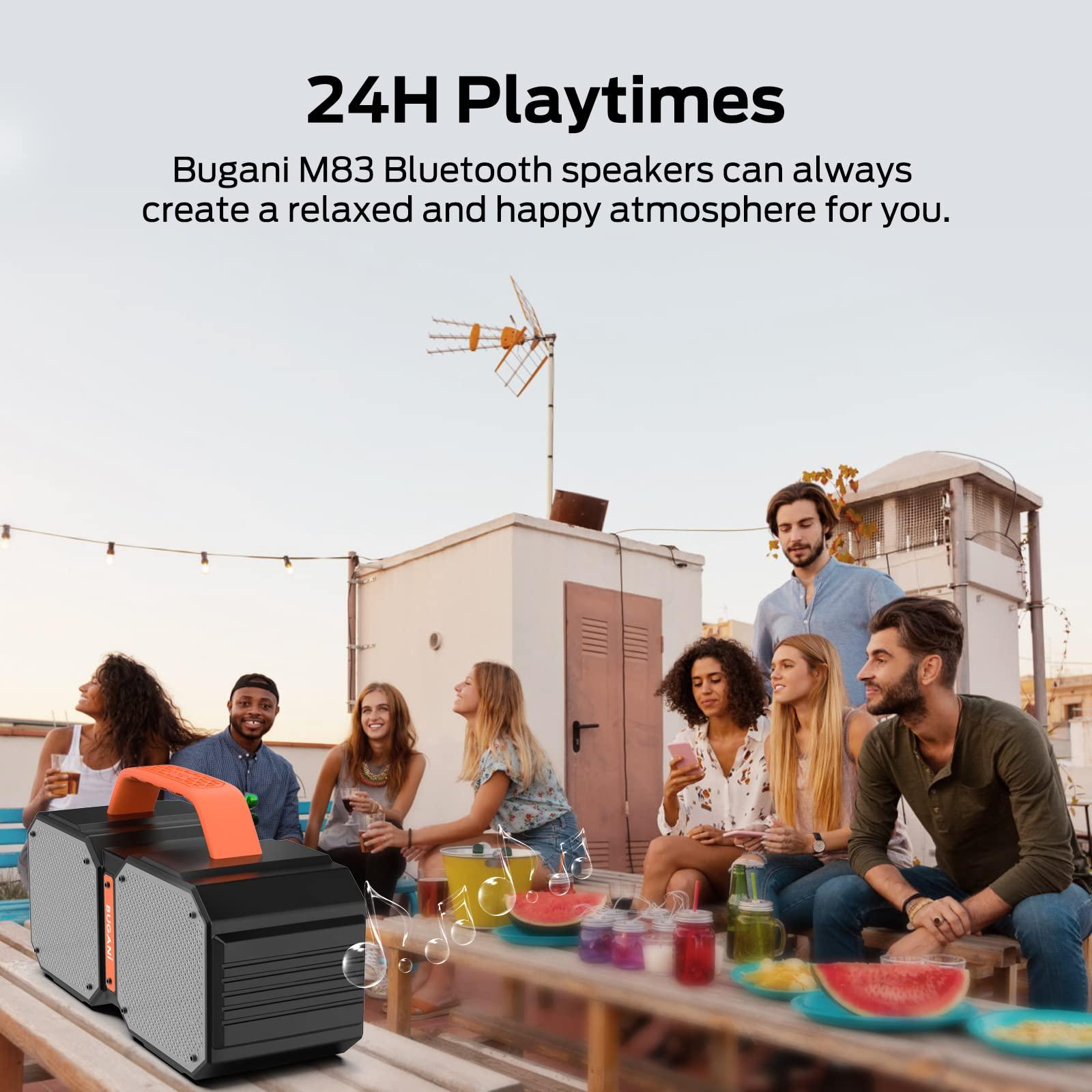 BUGANI BUGANI Bluetooth Speaker, Shock Portable Bluetooth Speaker, Bluetooth 5.3, Waterproof, Wireless Speakers, 60W Super Power, Outdoor Speaker, Black(New Model)