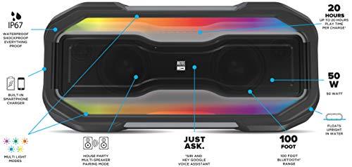 Altec Lansing Altec Lansing ROCKBOX XL Wireless Bluetooth Speaker, Portable Waterproof Speaker with 20 Hour Playtime and 5 Illuminating LED Light Modes, Floating Wireless Speaker for Indoors and Outdoors