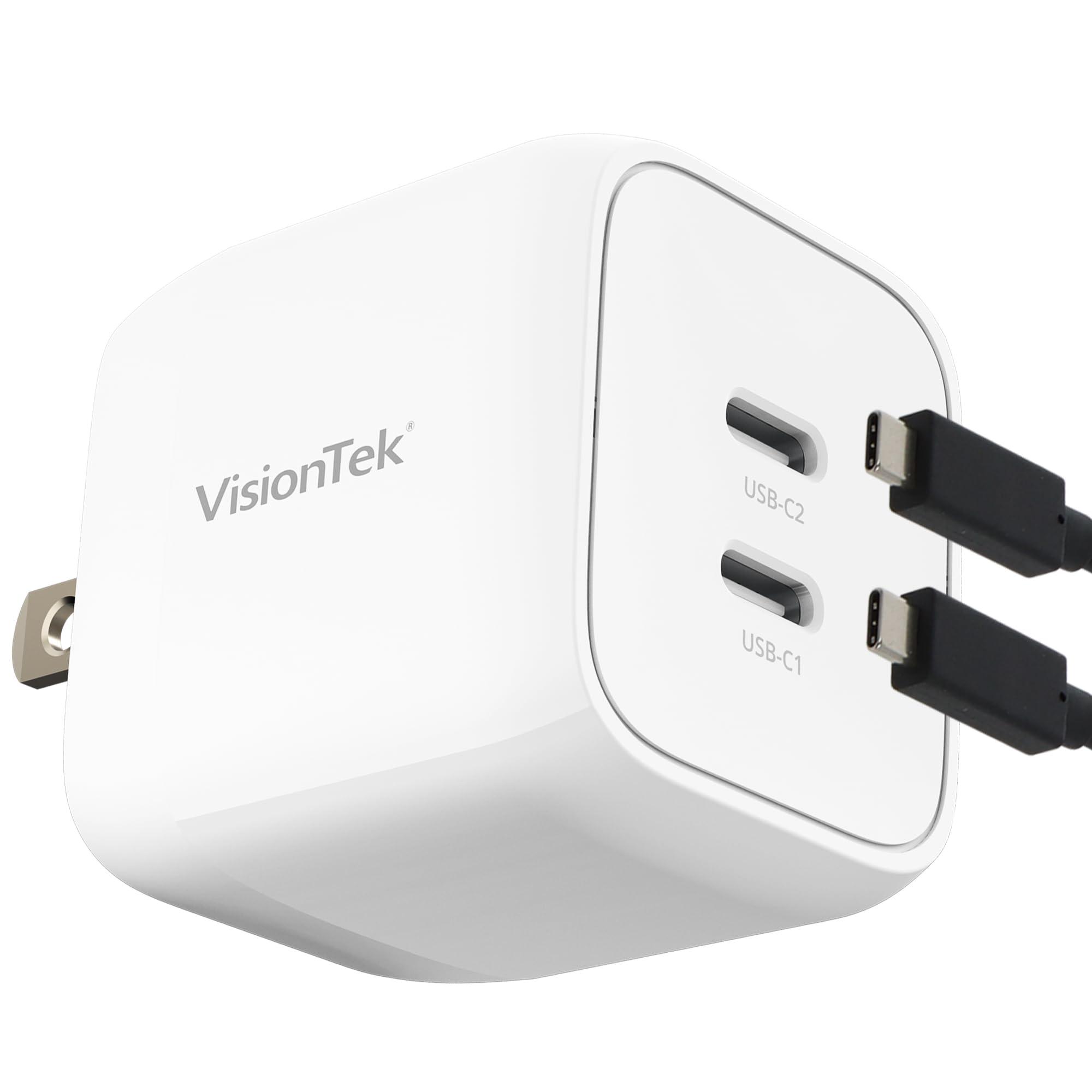 VisionTek VisionTek GaN II 35W Wall Fast Charger - Dual USBC Ports - 2X USB-C - Compatible with Ipad, iPhone, Galaxy, Steam Deck, Tablets, Pixel and More - 901534