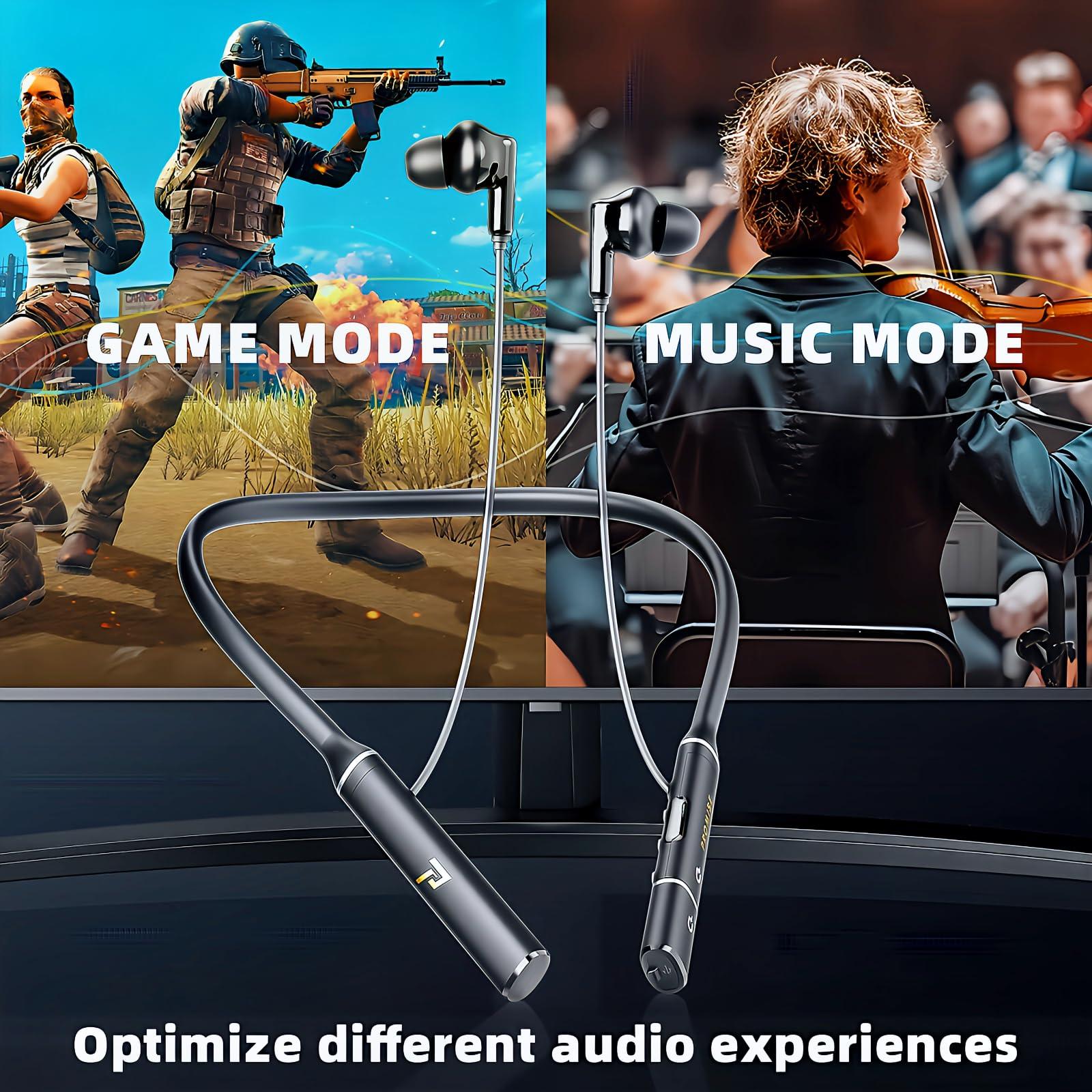 Promise A12 Neckband Bluetooth 5.3 Earbuds - 60H Playtime, Built-in OTG Fast Charger, Lightweight Memory Steel, Type-C Adapter, Noise-Isolating Earphones for Sports, Gaming & Calls