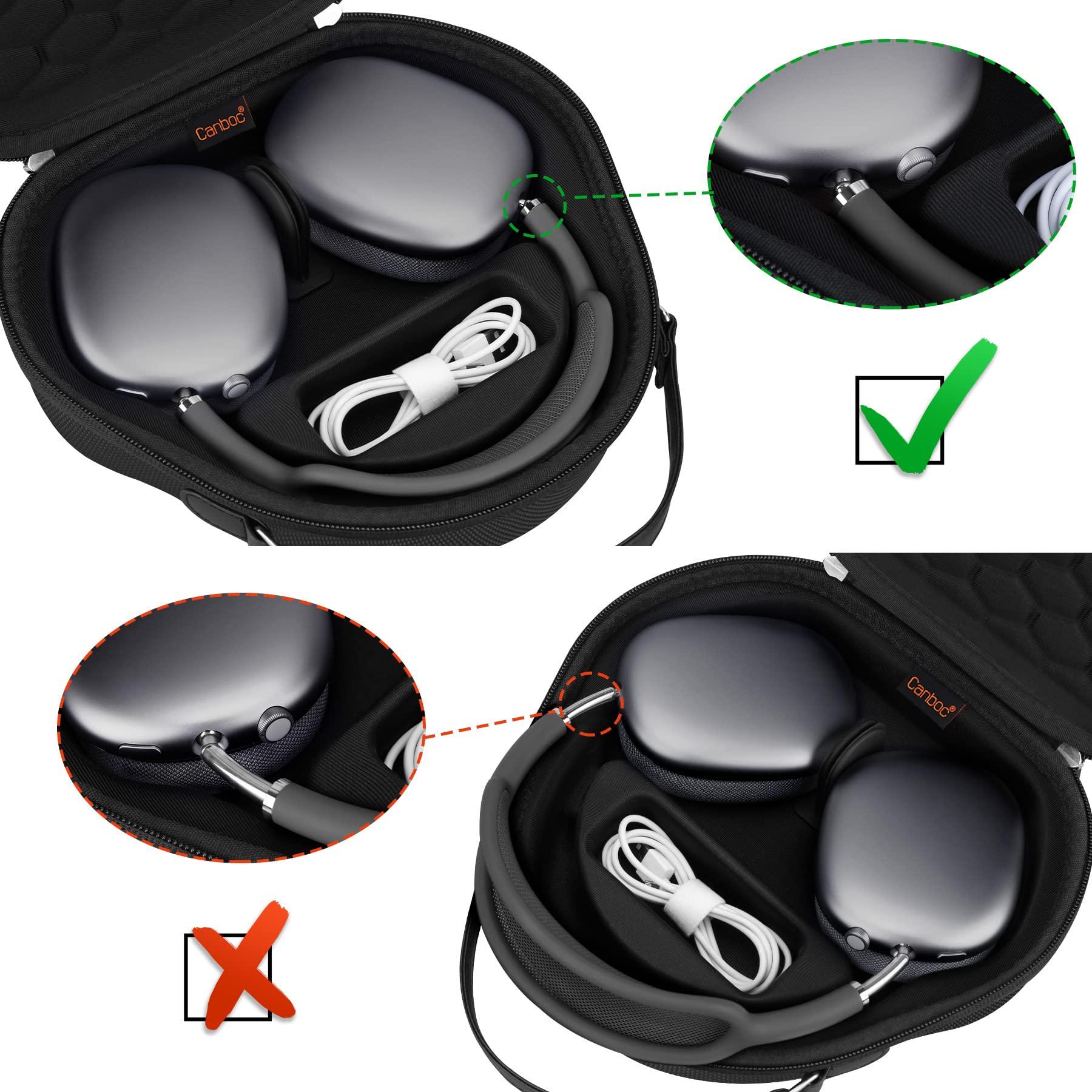 Canboc Canboc Airpods Max Case for Apple AirPods Max Wireless Over-Ear Headphones, Smart Headphones Case, Extra Space fits Cable, Charger, Black(Fabric)