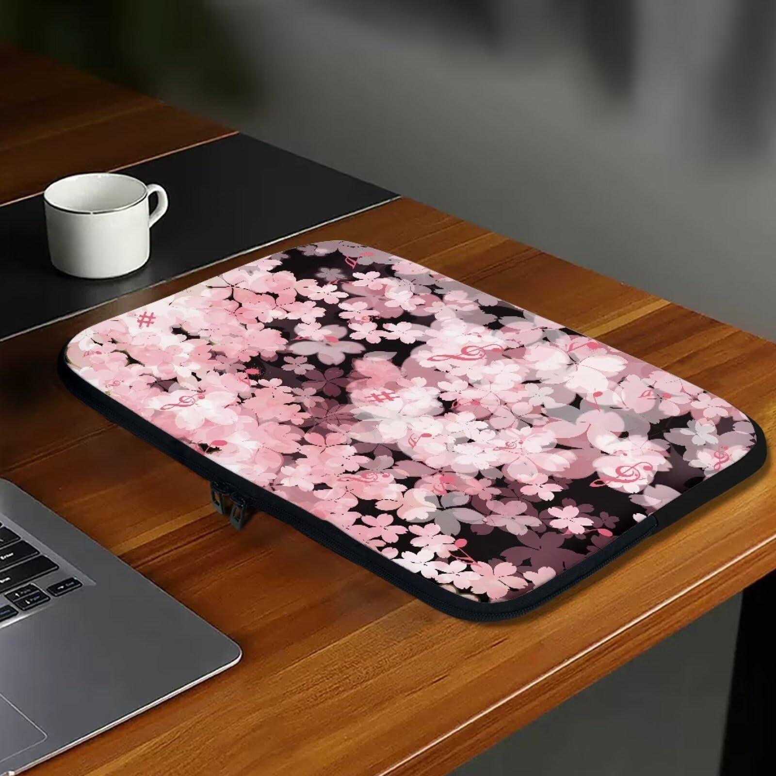 Snilety Snilety Pink Flower Laptop Bag 15 Inch, Women Large Capacity Computer Bag Business Laptop Briefcases Waterproof Handbag Lightweight Tote Bags