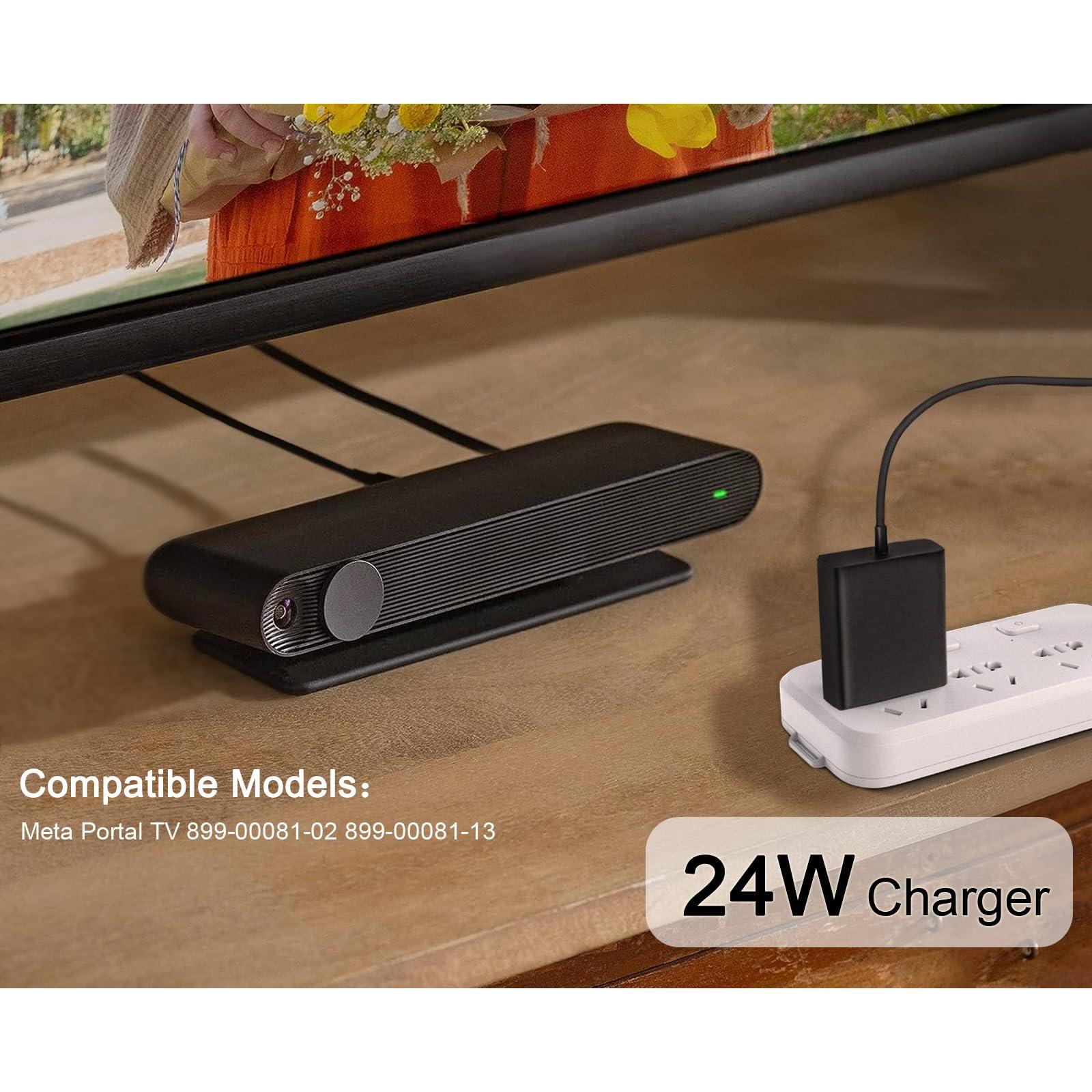 JUYOON JUYOON 24W Charger Compatible with Facebook meta Portal tv Power Cord 899-00081-02 899-00081-13 am24a-120f (only for Portal tv not fit Portal Display)