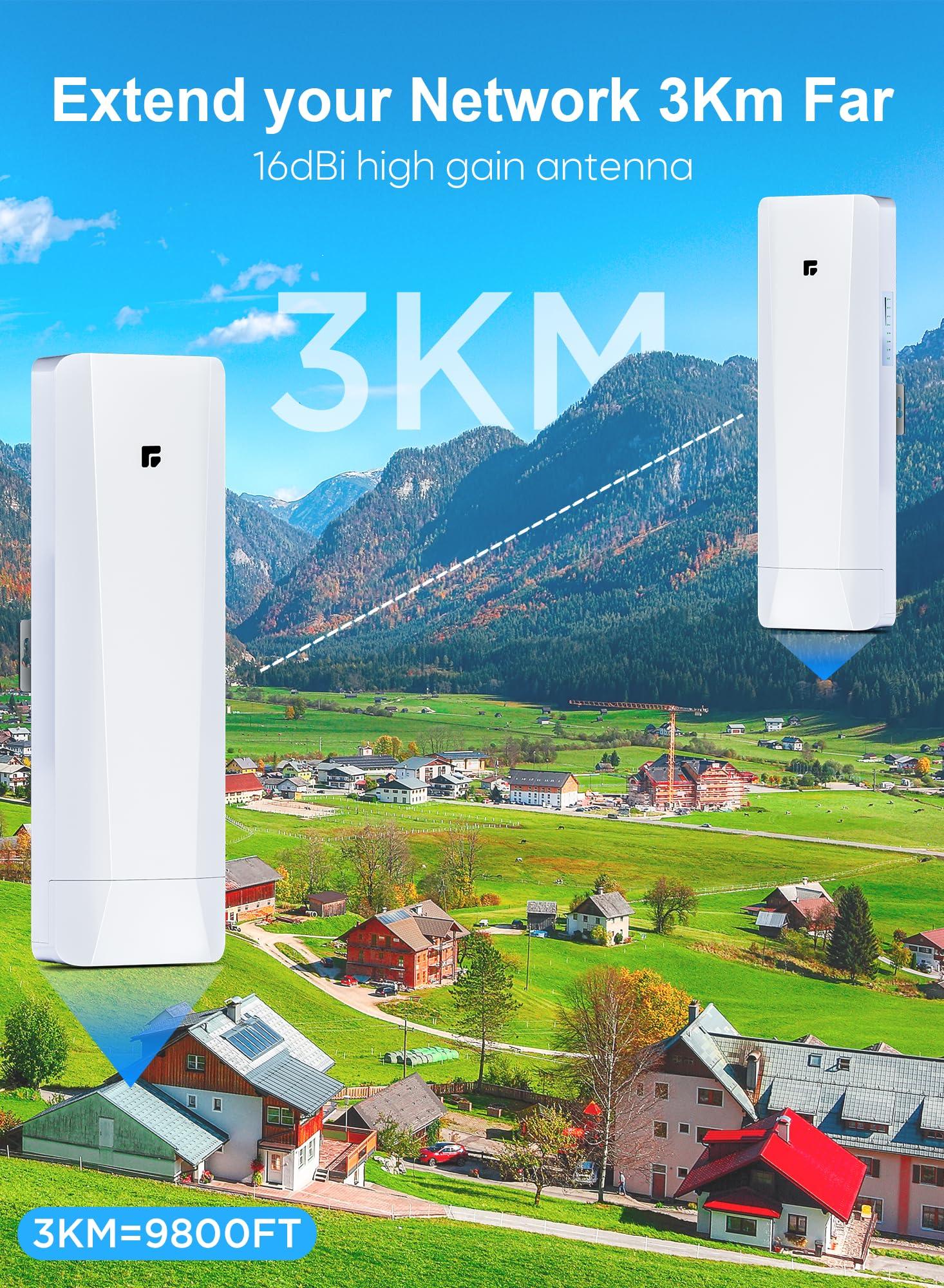 GOOD STORY Wireless Bridge Point to Point/Multipoint 3 Pack, 5.8GHz Outdoor Wireless Bridge to Provide Network Communication for Shop, Barn, Garage Building, 3KM Long Distance Pre-configured Set. (3KM 3-Pack)