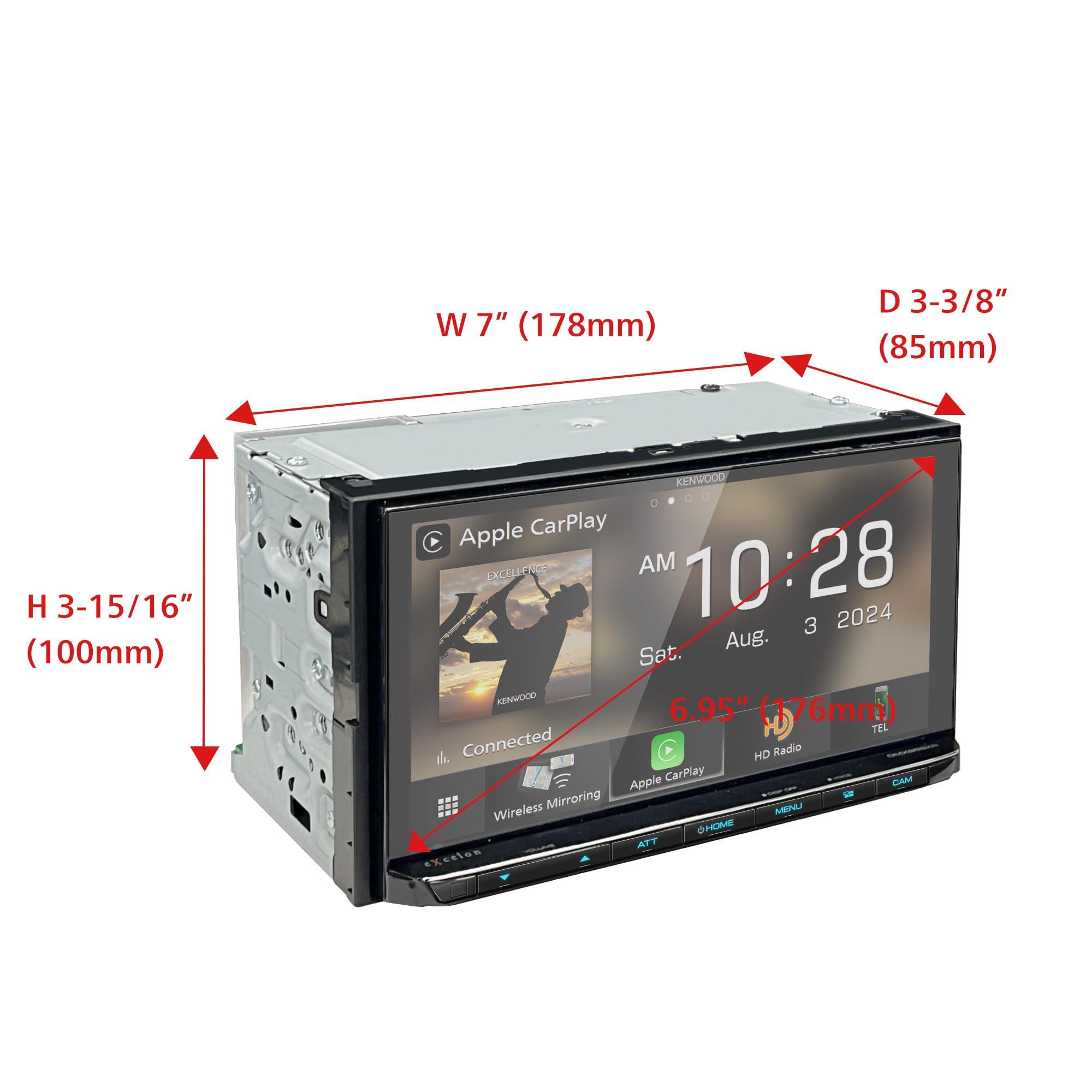 Kenwood KENWOOD DMX908S EXCELON 6.95 Inch LCD Touchscreen Digital Multimedia Receiver, Wireless Apple CarPlay and Android Auto, Double Din, AM/FM HD Radio, Bluetooth, USB Port, iDatalink Maestro, SiriusXM