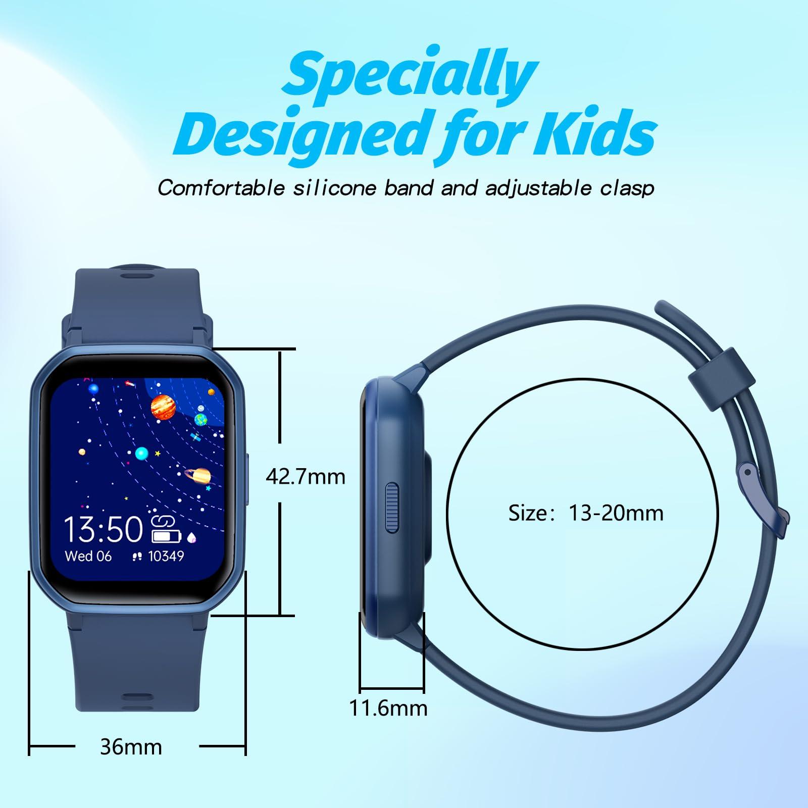 YOUSOKU YOUSOKU Kids Smart Watch Girls Boys, Fitness Tracker for Kids, 1.5 Inch DIY Dials, 19 Sport Modes, Sleep Monitor, Pedometers, Heart Rate, IP68 Waterproof, Great Gift for Boys Girls Teens 6-14 (Blue)