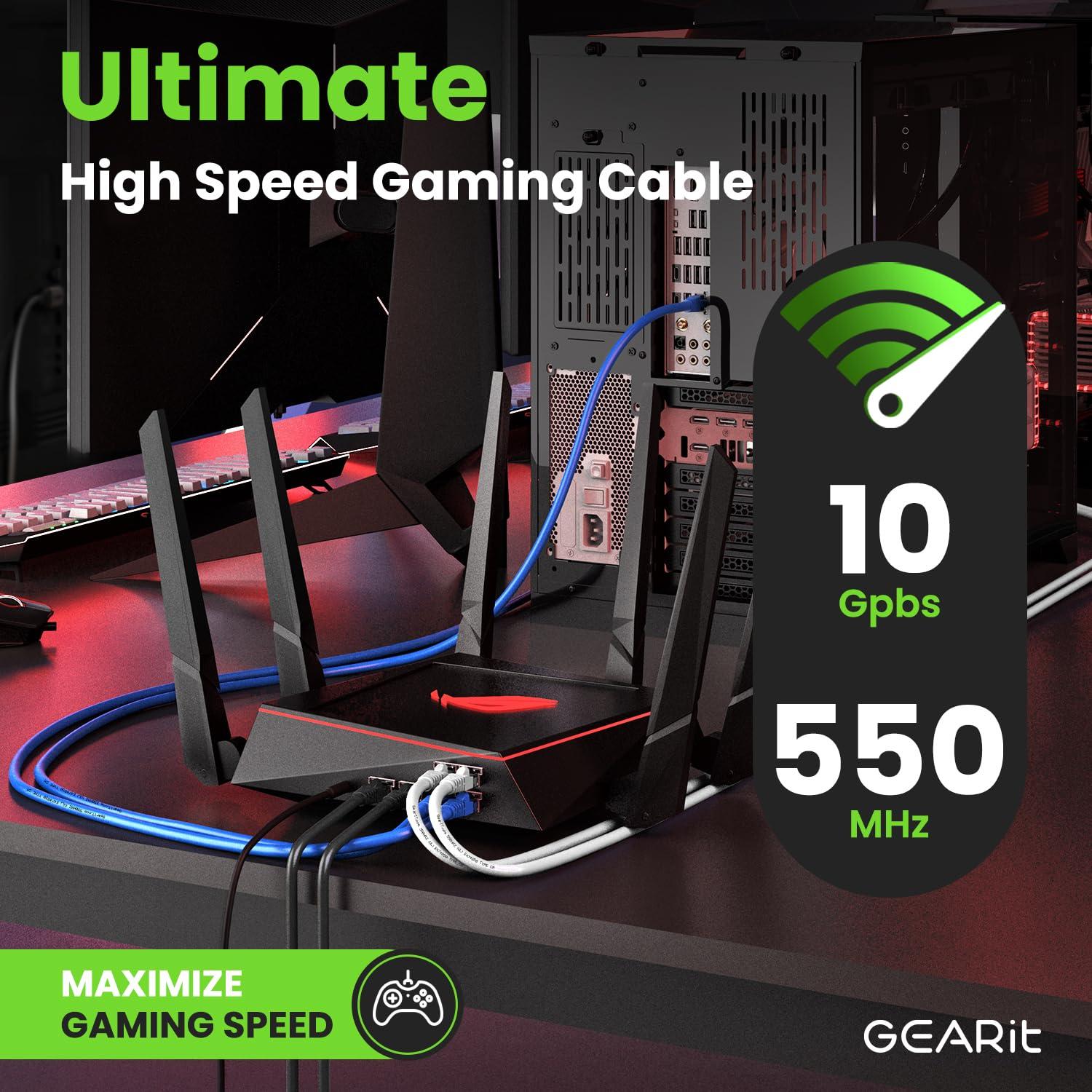 GearIT GearIT Cat 6 Ethernet Cable (5-Pack 100 Feet) Cat6 Network Patch, 10Gbps, RJ45, Snagless Cord, Gold-Plated Connectors, Internet for PC, TV, Tablet, Router, Printer, Servers, IT Data Center - Black