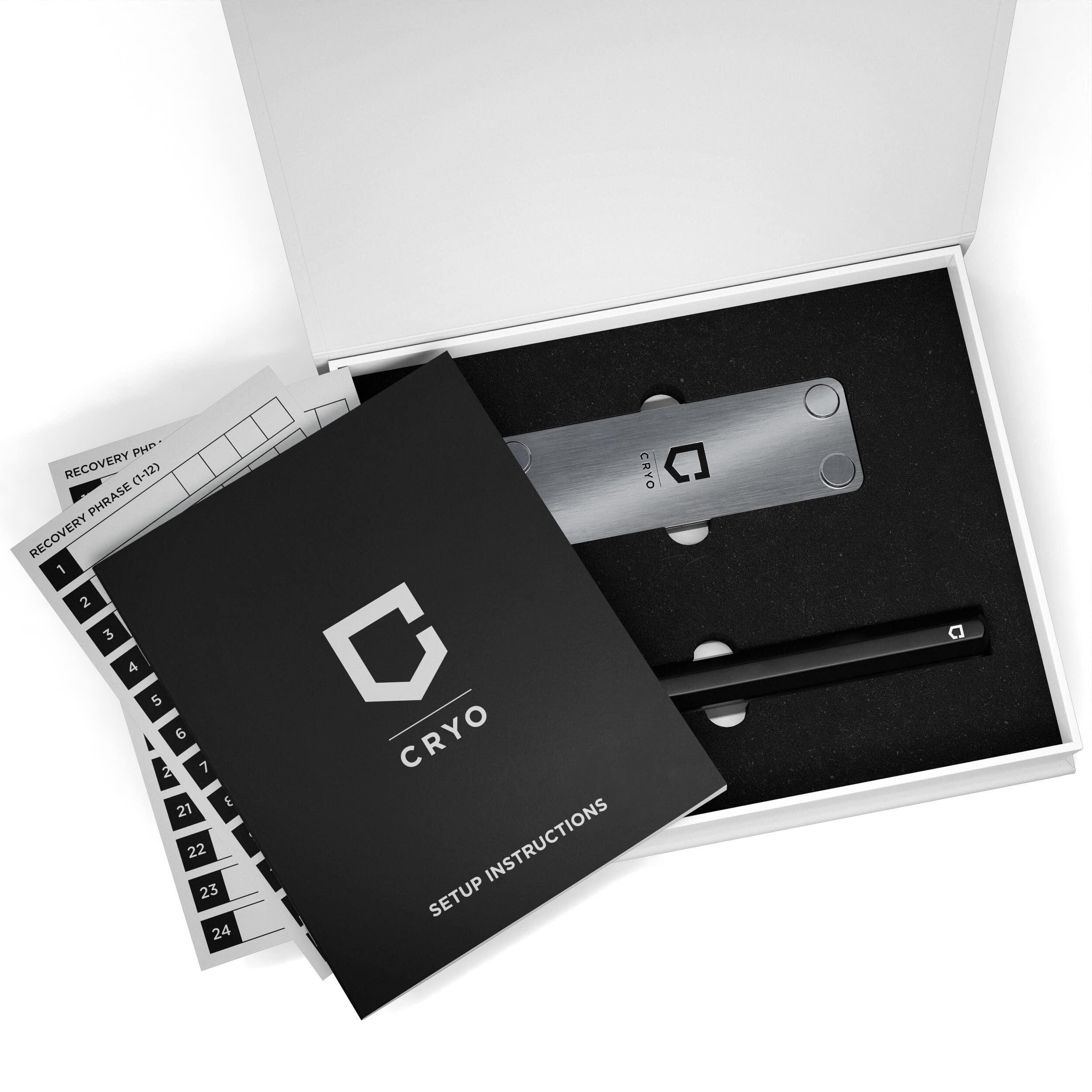 CRYO CRYO Crypto Seed Storage Bundle - Fireproof Stainless Steel Bitcoin Wallet (DOT) + Waterproof Recovery Seed Phrase Notebook (2-Pack) - BIP39 Cryptocurrency Backup System