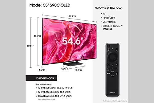 SAMSUNG SAMSUNG 55-Inch Class OLED 4K S90C Series Quantum HDR, Dolby Atmos Object Tracking Sound Lite, Ultra Thin, Q-Symphony 3.0, Gaming Hub, Smart TV with Alexa Built-in (QN55S90C, 2023 Model)