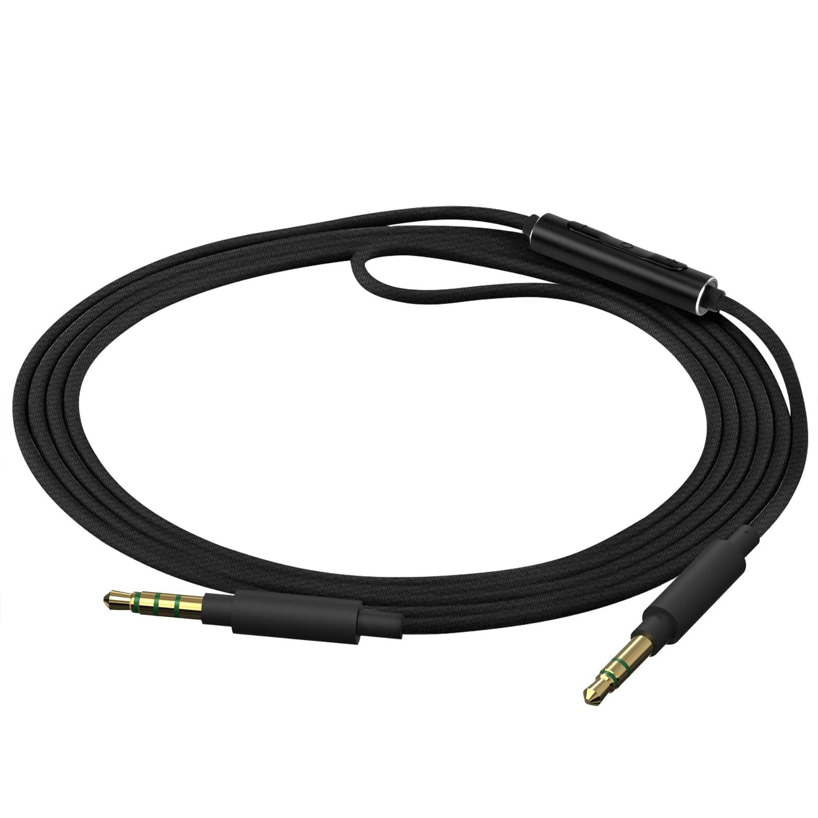 GEEKRIA Geekria Audio Cable with Mic Compatible with V-Moda Crossfade LP Headphones Cable, 1/8" (3.5mm) to 3.5mm Braided Nylon Replacement Stereo Cord with Inline Microphone and Volume Control (4ft/1.2m)