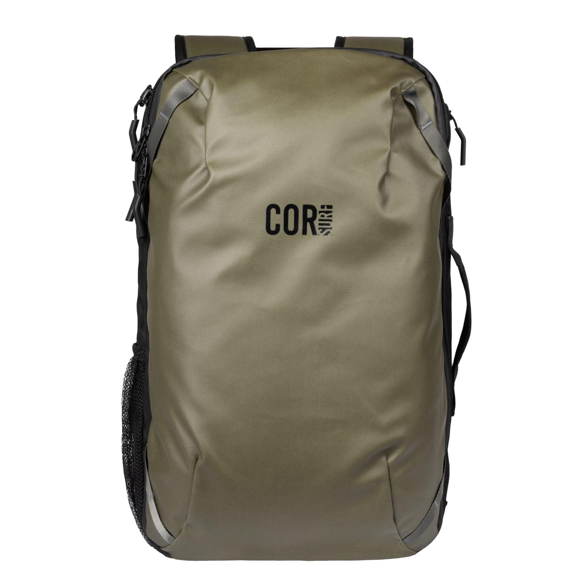 COR Surf COR Surf Travel Backpack Carry On Laptop Backpack with Secret Passport Pockets | Daypack Business Weekender Luggage Backpack for Men and Women | The Island Hopper (40L, Army Green)
