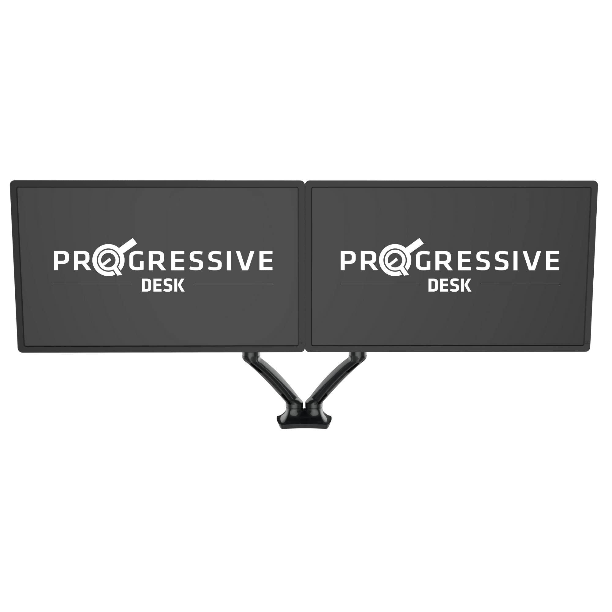 Progressive Desk Progressive Desk Dual Gas Spring Monitor Mount Stand - Fits 10"-27" Monitors - 180 Monitor Rotation - Arm Holds Up to 20 lbs per Arm