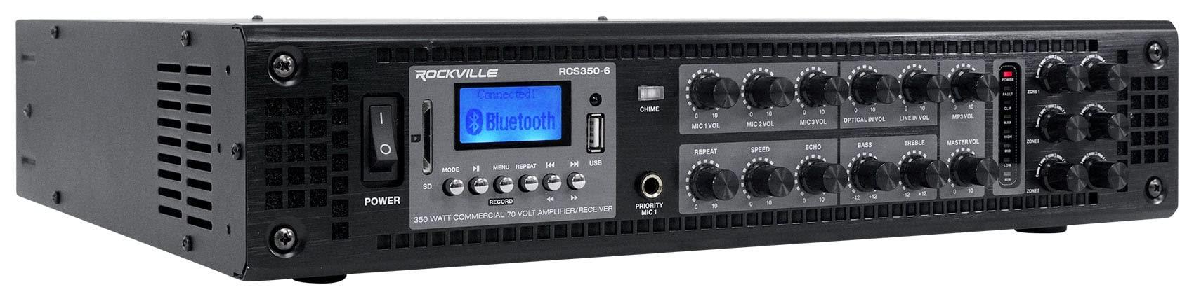 Rockville Rockville RCS350-6 350 Watt 6 Zone 70v Commercial/Restaurant Amplifier/Bluetooth Bundle with (36) MS81 Metal 8" 70v Commercial Background Music PA Ceiling Speakers
