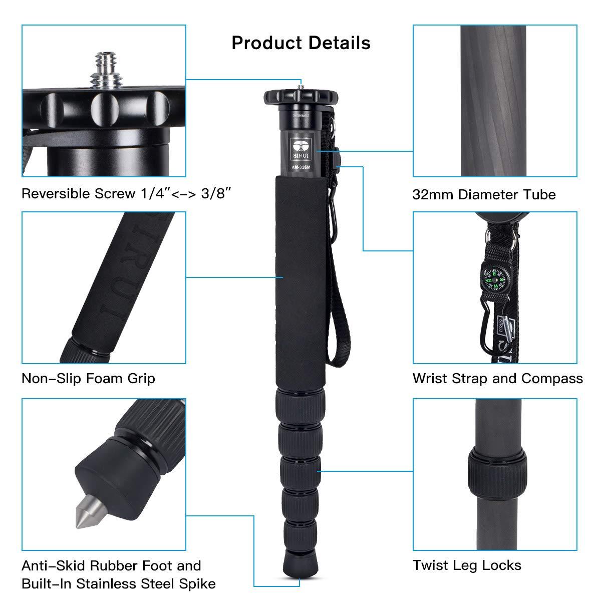 Sirui SIRUI Camera Monopod AM-326M 6 Section Carbon Fiber Portable Compact Lightweight Travel Monopod