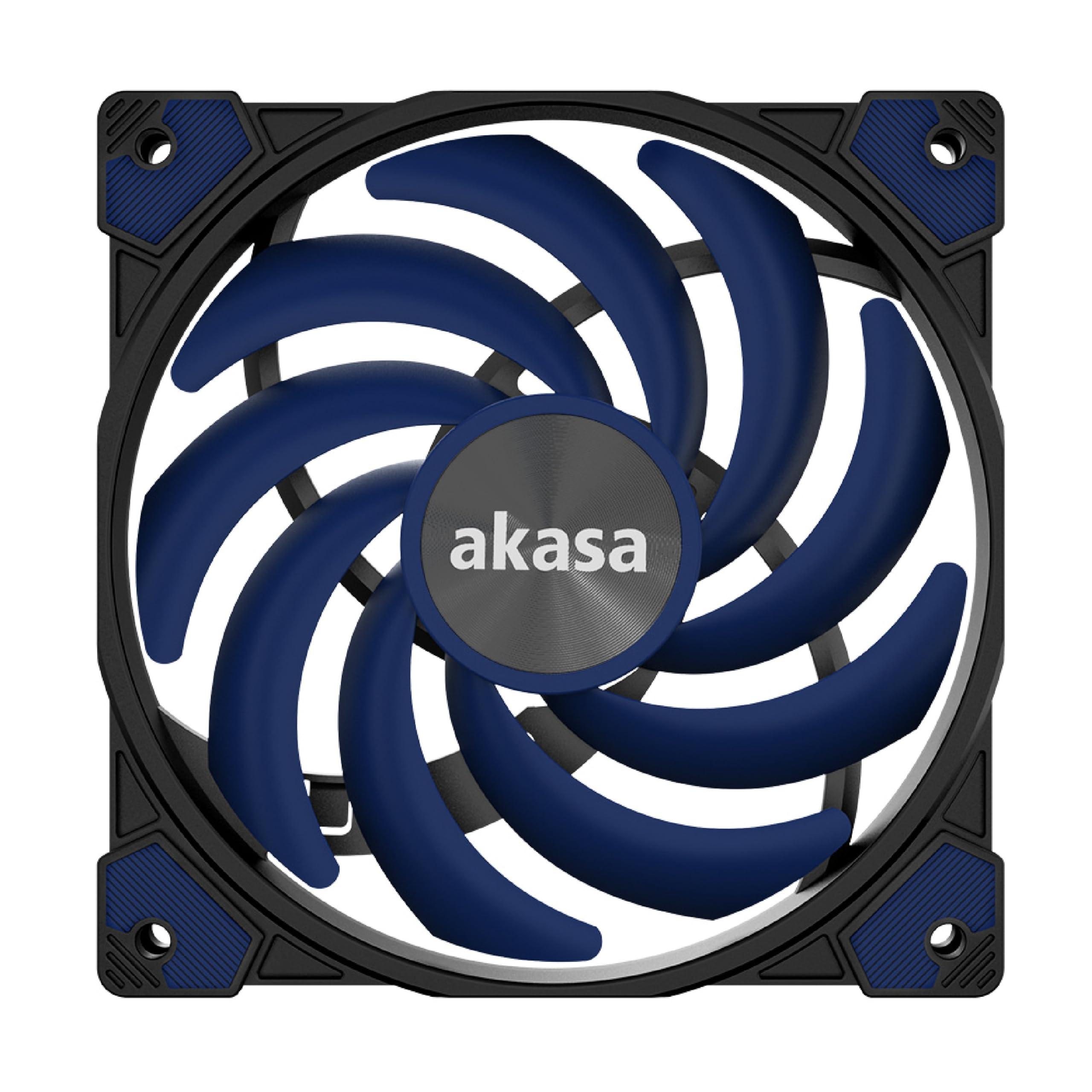 Akasa Akasa Alucia XS12, 120mm PWM Case Fan, High Performance Cooling Fan, 4 Pin, 120 x 15mm Sizing Slim Low-Noice, Up to 2000 RPM & 41.59 CFM, Blue, AK-FN122-BL