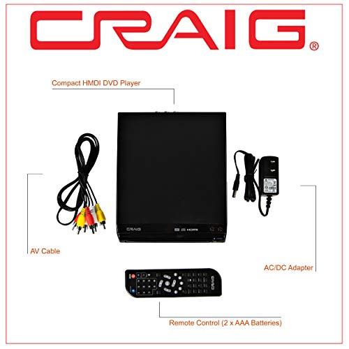 Craig Craig CVD401A Compact HDMI DVD Player with Remote in Black | Compatible with DVD-R/DVD-RW/JPEG/CD-R/CD-R/CD | Progressive Scan | Up-Convert to 1080p |