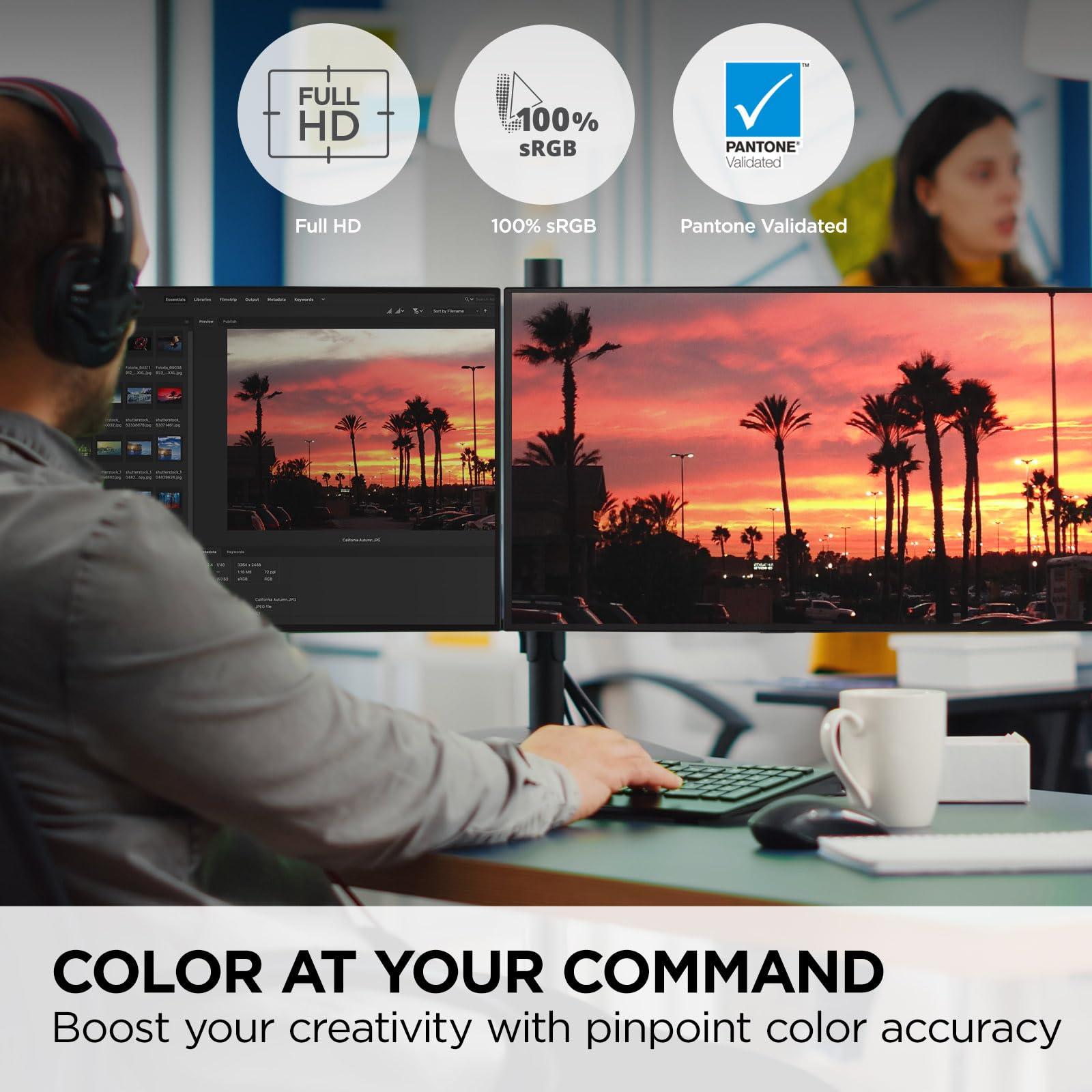 ViewSonic ViewSonic VP2468A_H2 24-Inch Dual Pack Head-Only IPS 1080p Monitor with Advanced Ergonomics, 100% sRGB REC 709, 14-bit 3D LUT, Eye Care, and 65W USB C, Daisy Chain