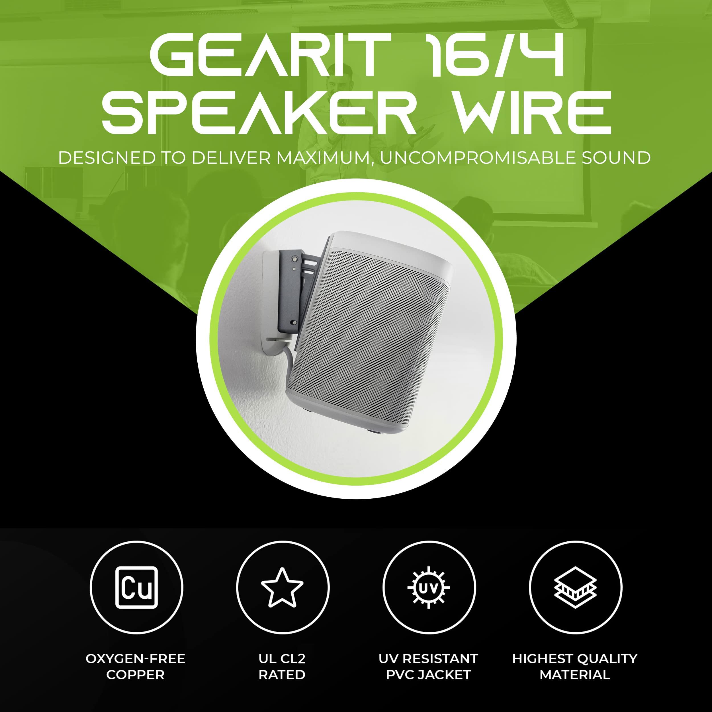 GearIT GearIT 16/4 Speaker Wire (100 Feet) 16AWG Gauge - Fire Safety in Wall Rated Audio Speaker Wire Cable / CL2 Rated / 4 Conductors - OFC Oxygen-Free Copper, White 100ft