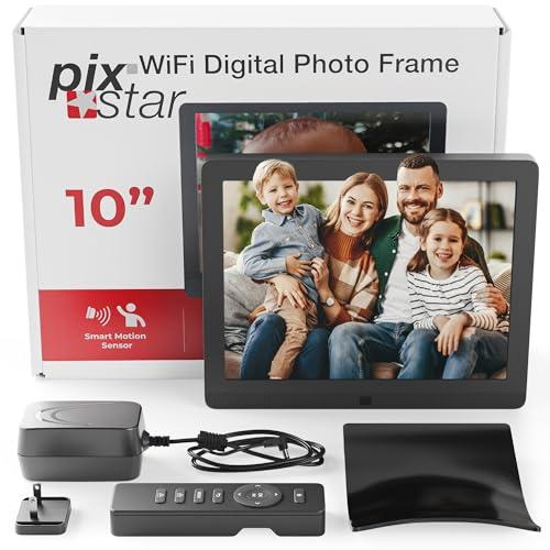 Pix Star PixStar 10 inch Digital Frame WiFi | Free Unlimited Cloud Storage | Motion Sensor | Highly giftable for Grandparents | IPS Display | Easy Setup Digital Photo Frame | Electronic Picture Frame