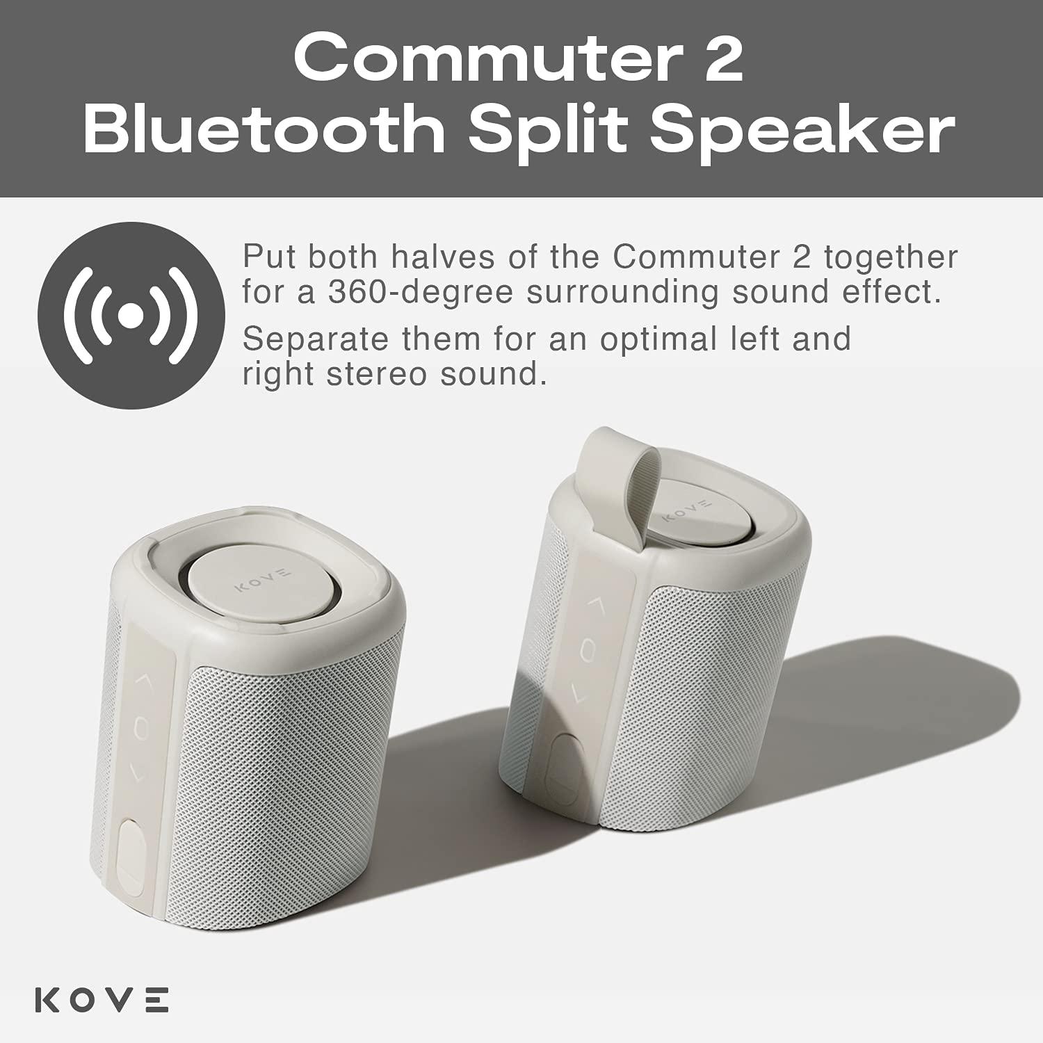 KOVE KOVE Commuter 2 Portable Speaker - Stone Bluetooth Speakers, Wireless with HD Louder Volume, Deep Bass Subwoofer, Microphone, IPX7 Water Resistant - Perfect Boom Box for Home, Outdoor or Travel